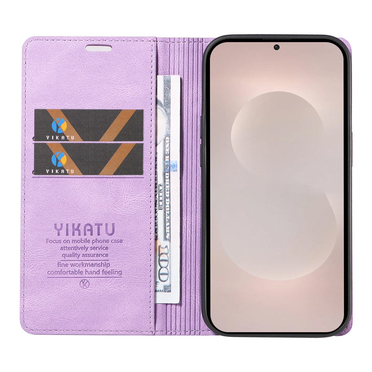 For-Samsung-Galaxy-S26-Edge-Leather-Cover-YIKATU-YK-004-Skin-Touch-Wallet-Phone-Cases-Purple