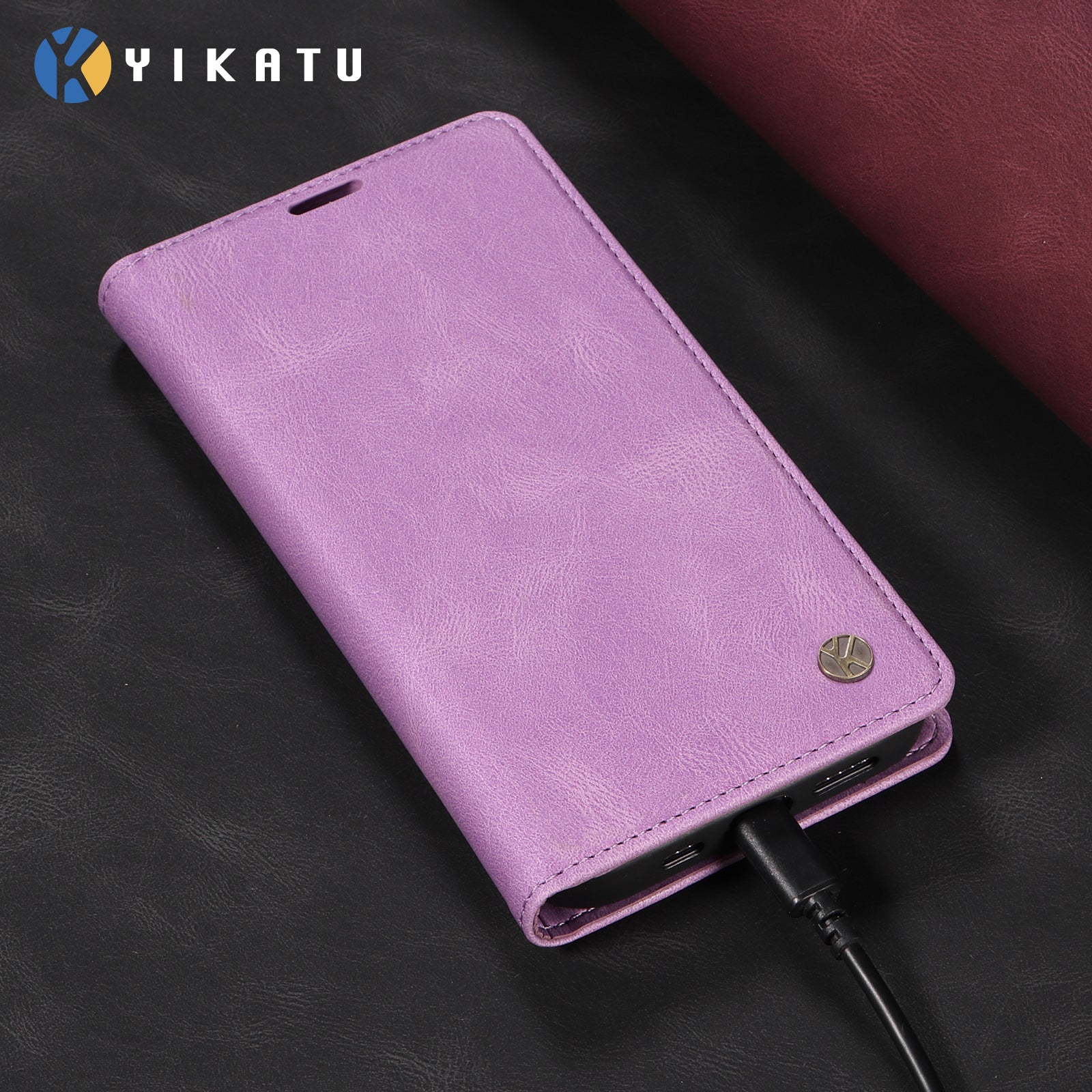 For-Samsung-Galaxy-S26-Edge-Leather-Cover-YIKATU-YK-004-Skin-Touch-Wallet-Phone-Cases-Purple