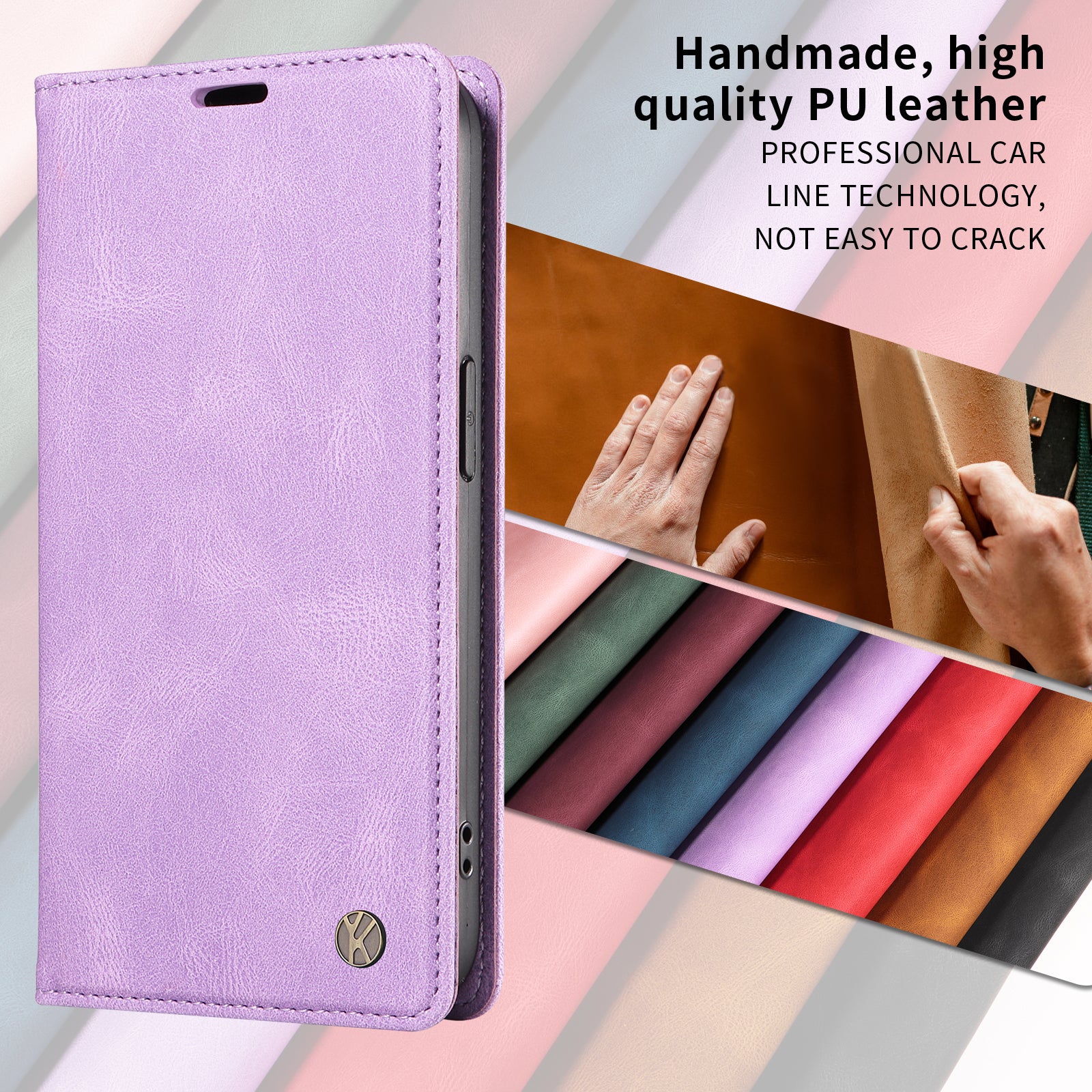 For-Samsung-Galaxy-S26-Edge-Leather-Cover-YIKATU-YK-004-Skin-Touch-Wallet-Phone-Cases-Purple