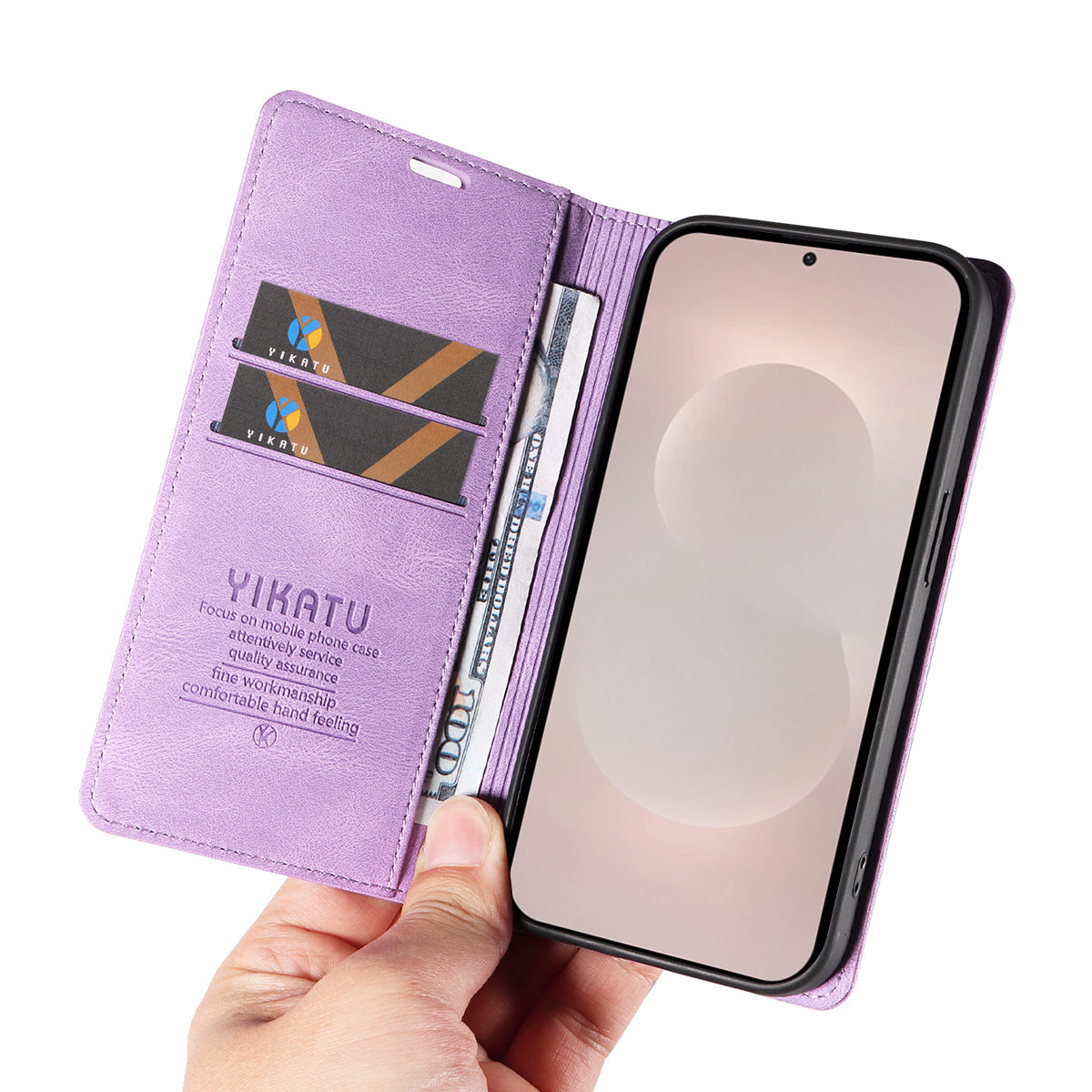 For-Samsung-Galaxy-S26-Edge-Leather-Cover-YIKATU-YK-004-Skin-Touch-Wallet-Phone-Cases-Purple