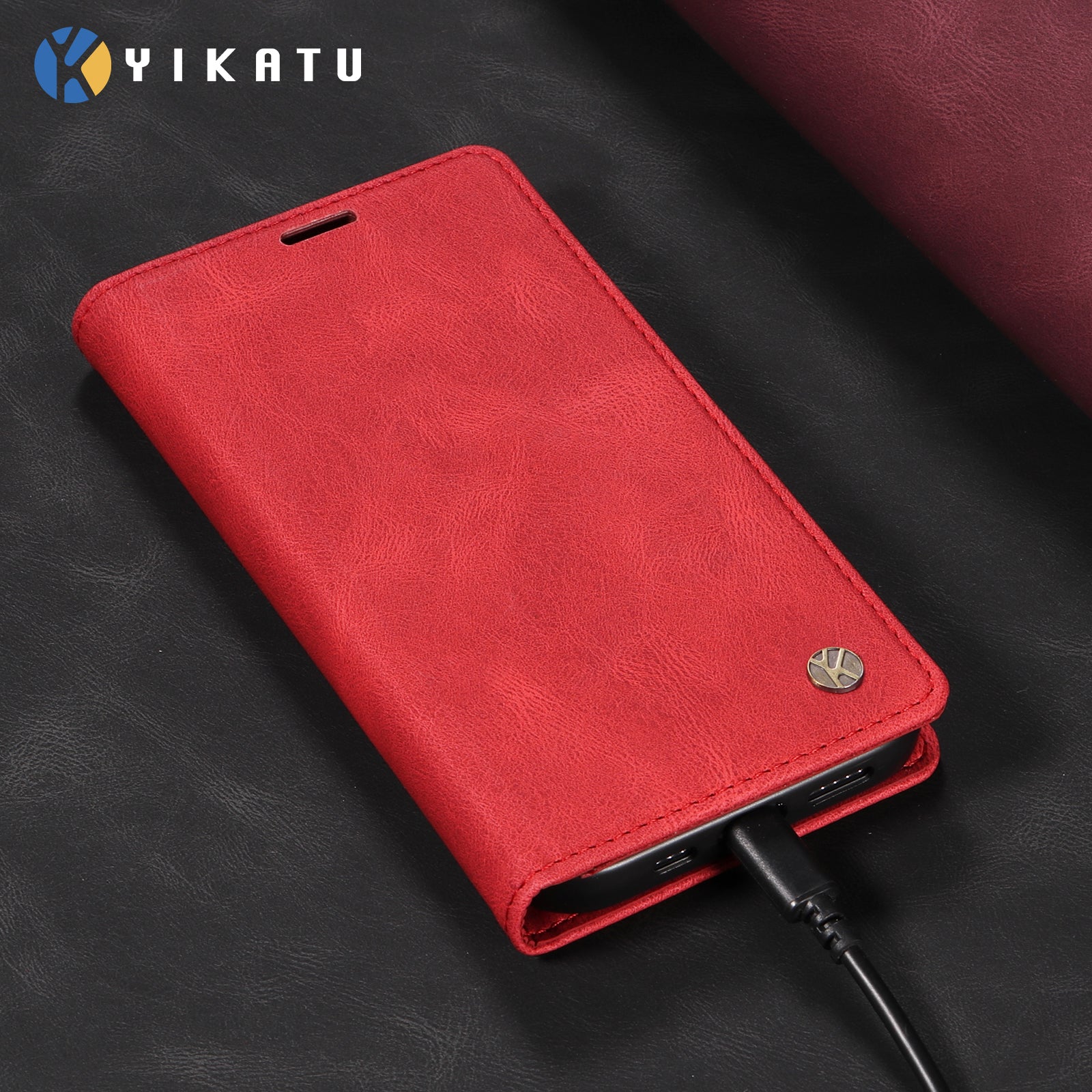 For-Samsung-Galaxy-S26-Edge-Leather-Cover-YIKATU-YK-004-Skin-Touch-Wallet-Phone-Cases-Red