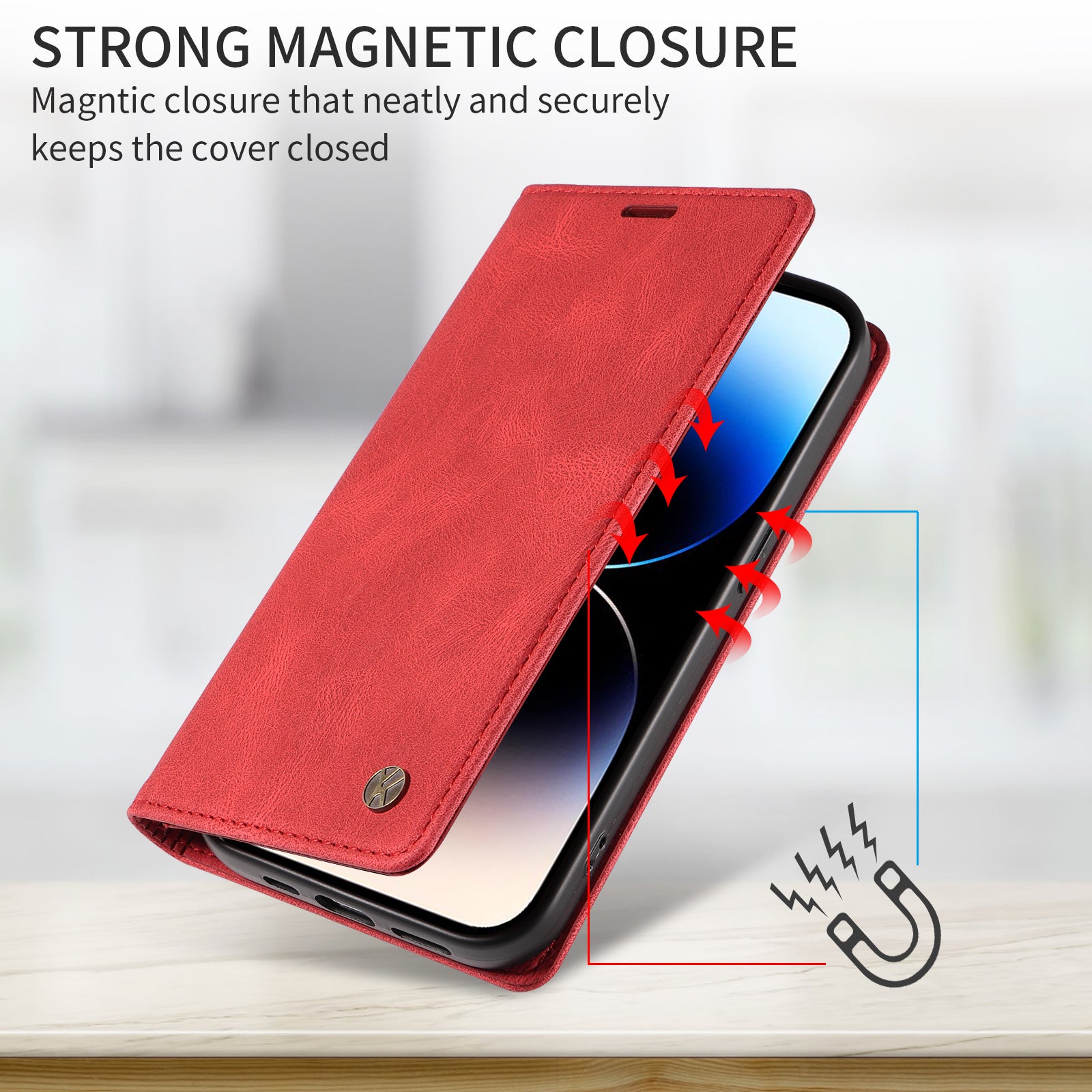 For-Samsung-Galaxy-S26-Edge-Leather-Cover-YIKATU-YK-004-Skin-Touch-Wallet-Phone-Cases-Red