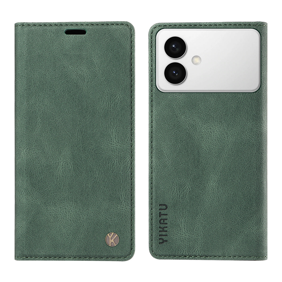 For-Samsung-Galaxy-S26-Edge-Leather-Cover-YIKATU-YK-004-Skin-Touch-Wallet-Phone-Cases-Green