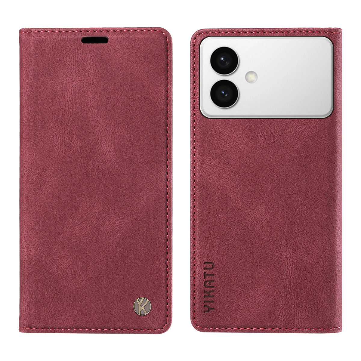 For-Samsung-Galaxy-S26-Edge-Leather-Cover-YIKATU-YK-004-Skin-Touch-Wallet-Phone-Cases-Wine-Red