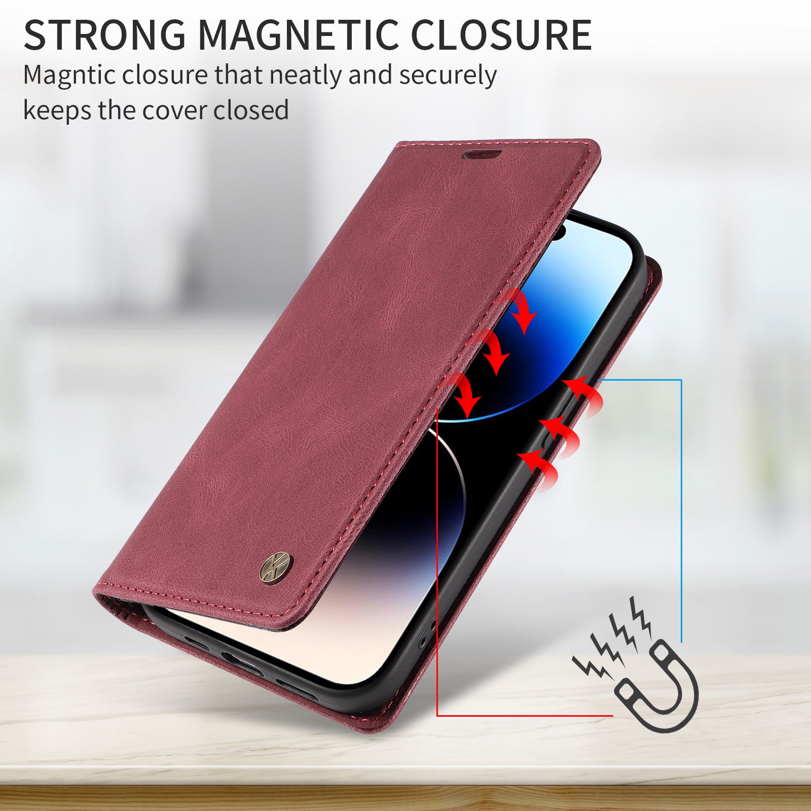 For-Samsung-Galaxy-S26-Edge-Leather-Cover-YIKATU-YK-004-Skin-Touch-Wallet-Phone-Cases-Wine-Red