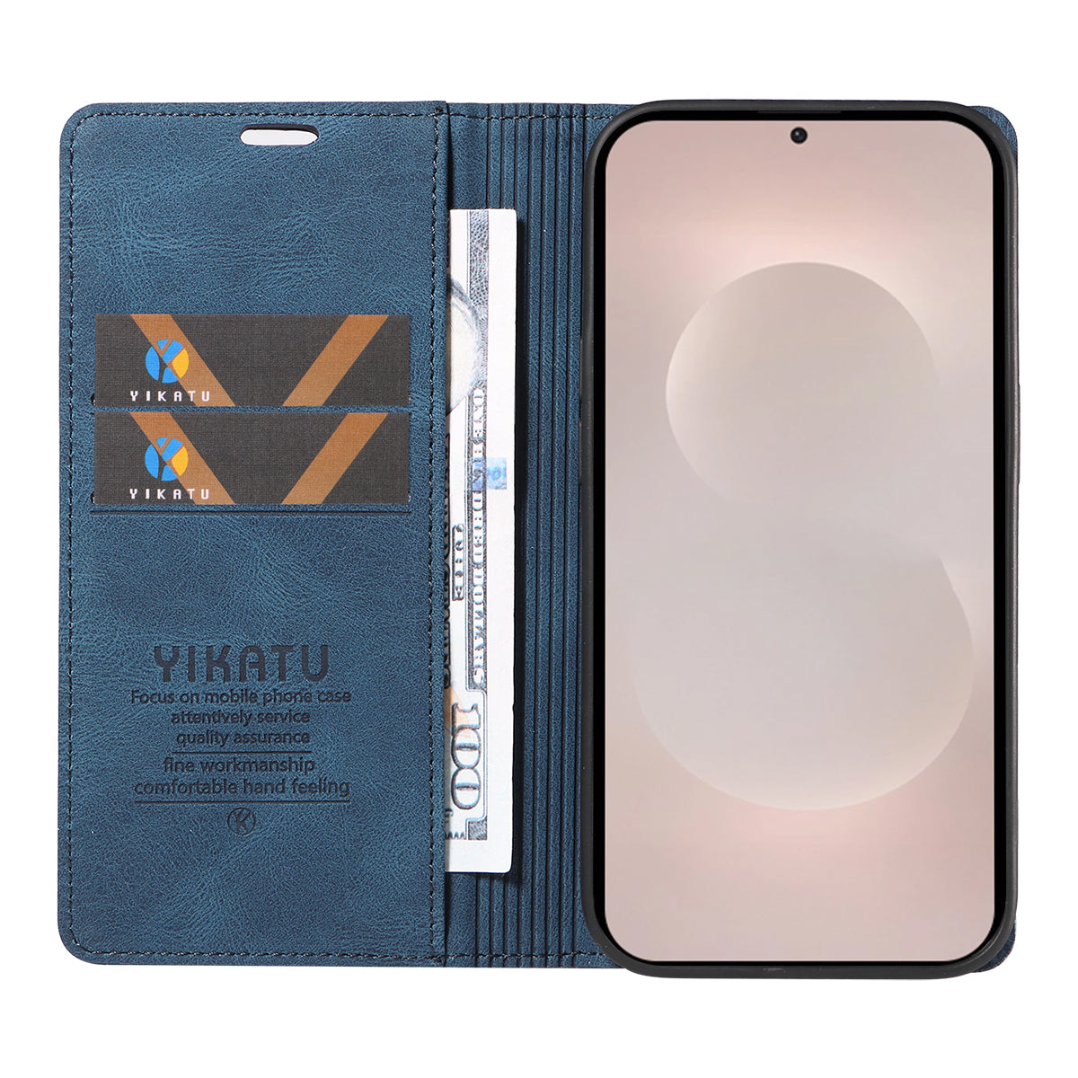For-Samsung-Galaxy-S26-Edge-Leather-Cover-YIKATU-YK-004-Skin-Touch-Wallet-Phone-Cases-Blue