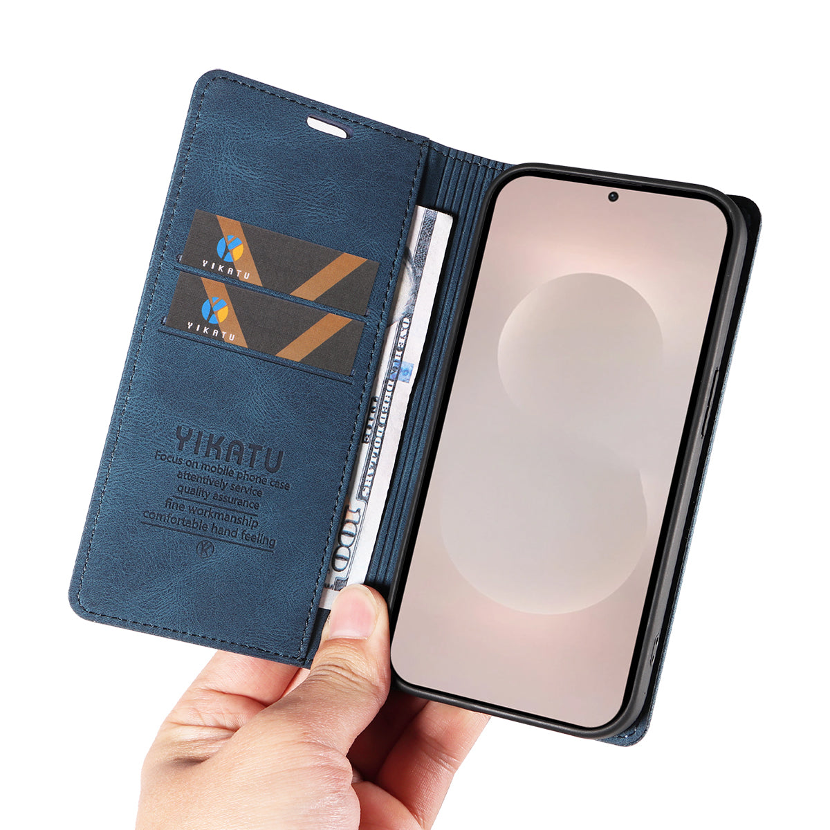 For-Samsung-Galaxy-S26-Edge-Leather-Cover-YIKATU-YK-004-Skin-Touch-Wallet-Phone-Cases-Blue