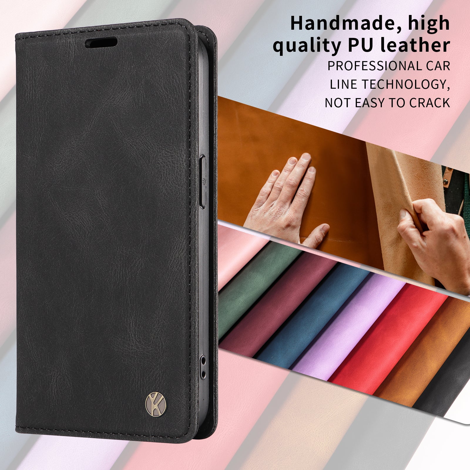 For-Samsung-Galaxy-S26-/-S26-Pro-Leather-Cover-YIKATU-YK-004-Skin-Touch-Wallet-Phone-Cases-Black