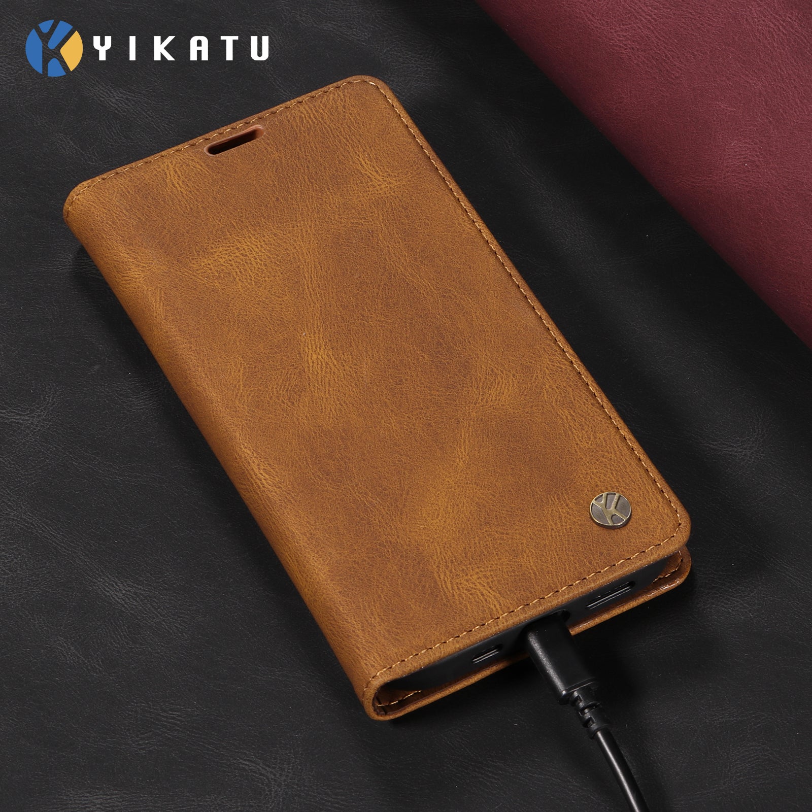 For-Samsung-Galaxy-S26-/-S26-Pro-Leather-Cover-YIKATU-YK-004-Skin-Touch-Wallet-Phone-Cases-Brown