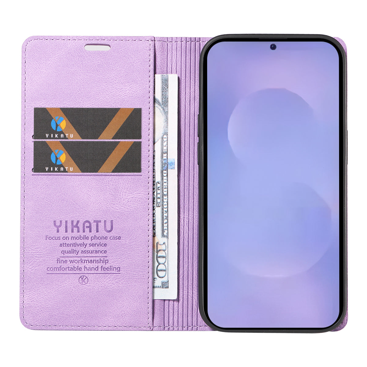 For-Samsung-Galaxy-S26-/-S26-Pro-Leather-Cover-YIKATU-YK-004-Skin-Touch-Wallet-Phone-Cases-Purple
