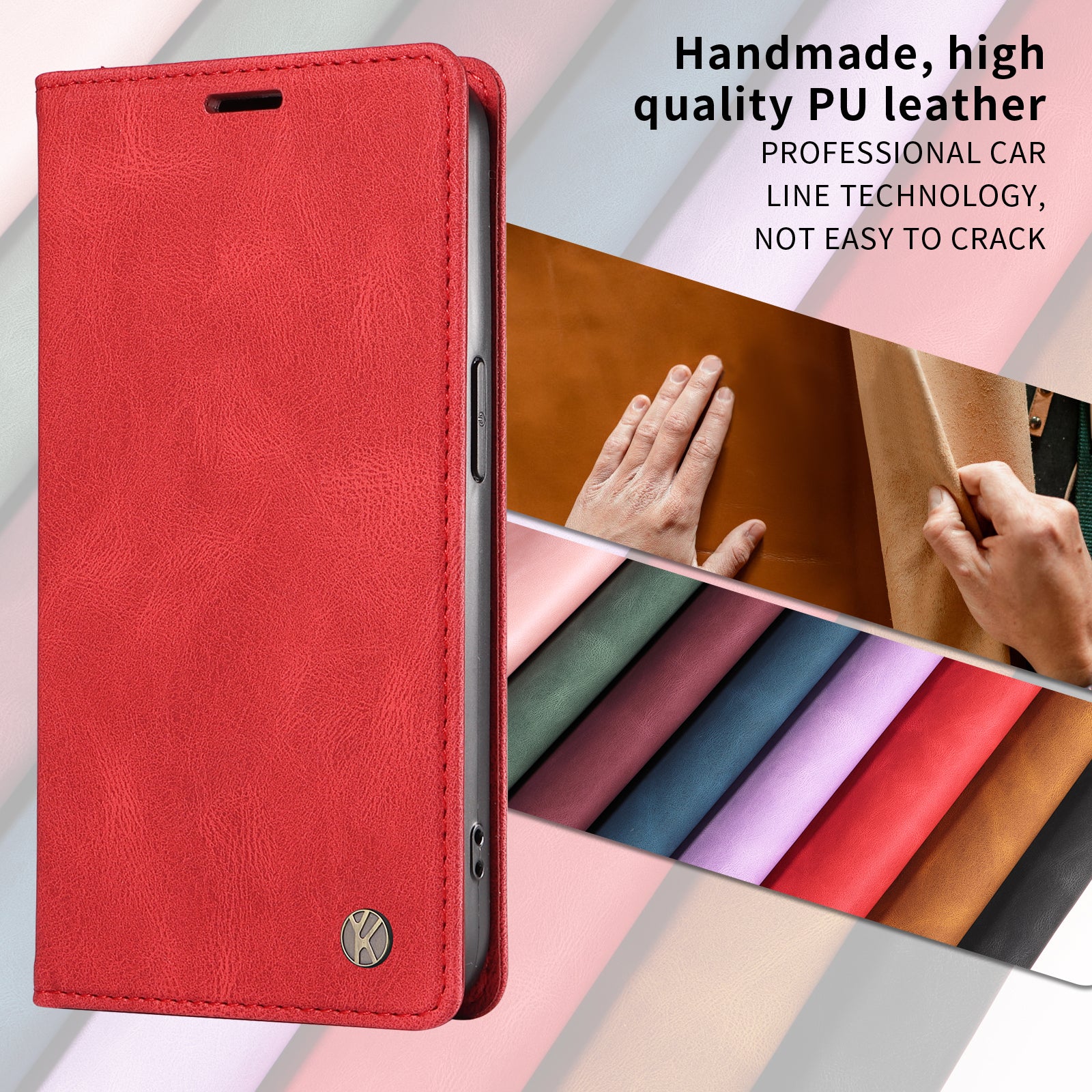 For-Samsung-Galaxy-S26-/-S26-Pro-Leather-Cover-YIKATU-YK-004-Skin-Touch-Wallet-Phone-Cases-Red