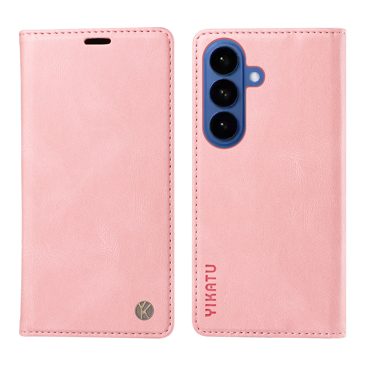 For-Samsung-Galaxy-S26-/-S26-Pro-Leather-Cover-YIKATU-YK-004-Skin-Touch-Wallet-Phone-Cases-Pink