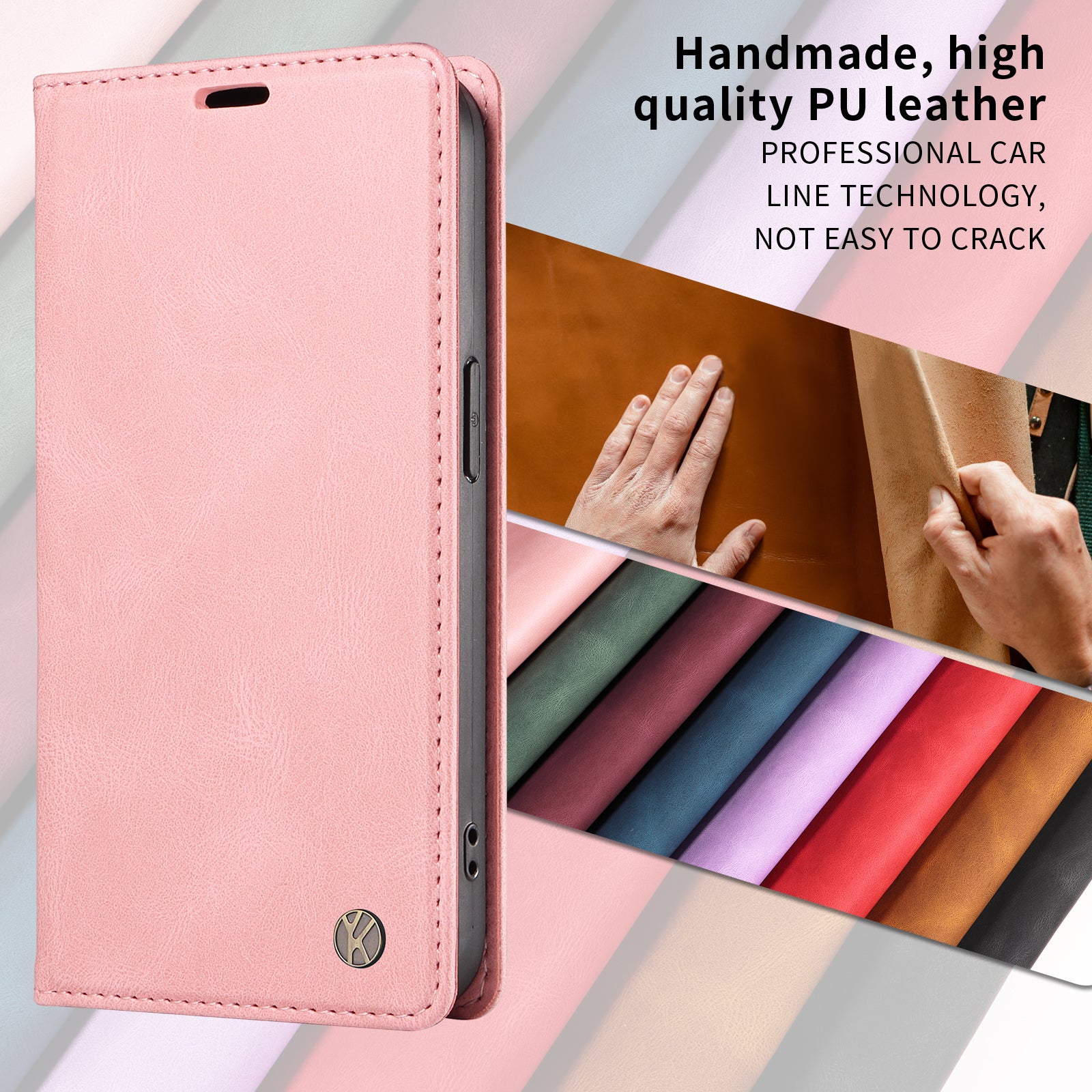 For-Samsung-Galaxy-S26-/-S26-Pro-Leather-Cover-YIKATU-YK-004-Skin-Touch-Wallet-Phone-Cases-Pink
