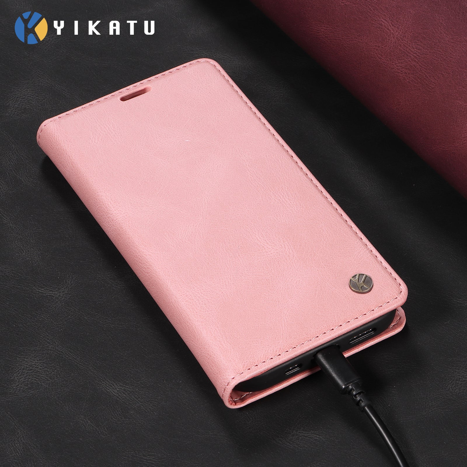 For-Samsung-Galaxy-S26-/-S26-Pro-Leather-Cover-YIKATU-YK-004-Skin-Touch-Wallet-Phone-Cases-Pink