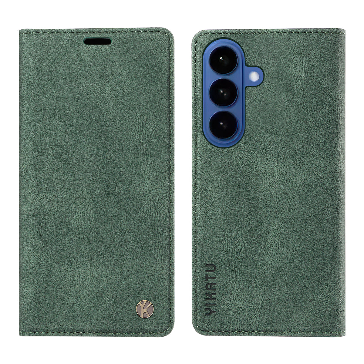 For-Samsung-Galaxy-S26-/-S26-Pro-Leather-Cover-YIKATU-YK-004-Skin-Touch-Wallet-Phone-Cases-Green