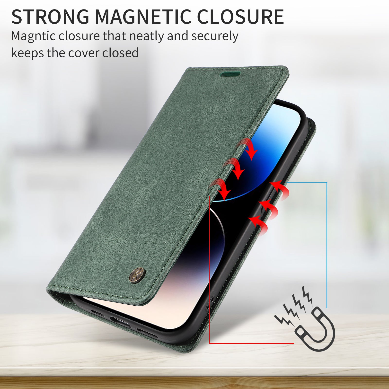 For-Samsung-Galaxy-S26-/-S26-Pro-Leather-Cover-YIKATU-YK-004-Skin-Touch-Wallet-Phone-Cases-Green