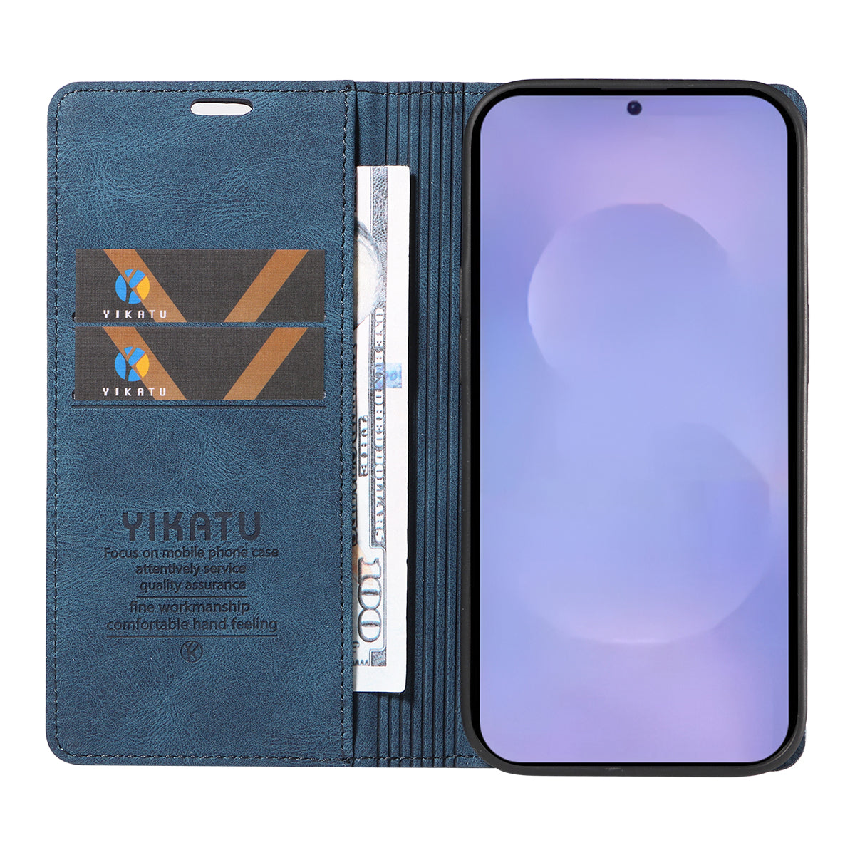 For-Samsung-Galaxy-S26-/-S26-Pro-Leather-Cover-YIKATU-YK-004-Skin-Touch-Wallet-Phone-Cases-Blue