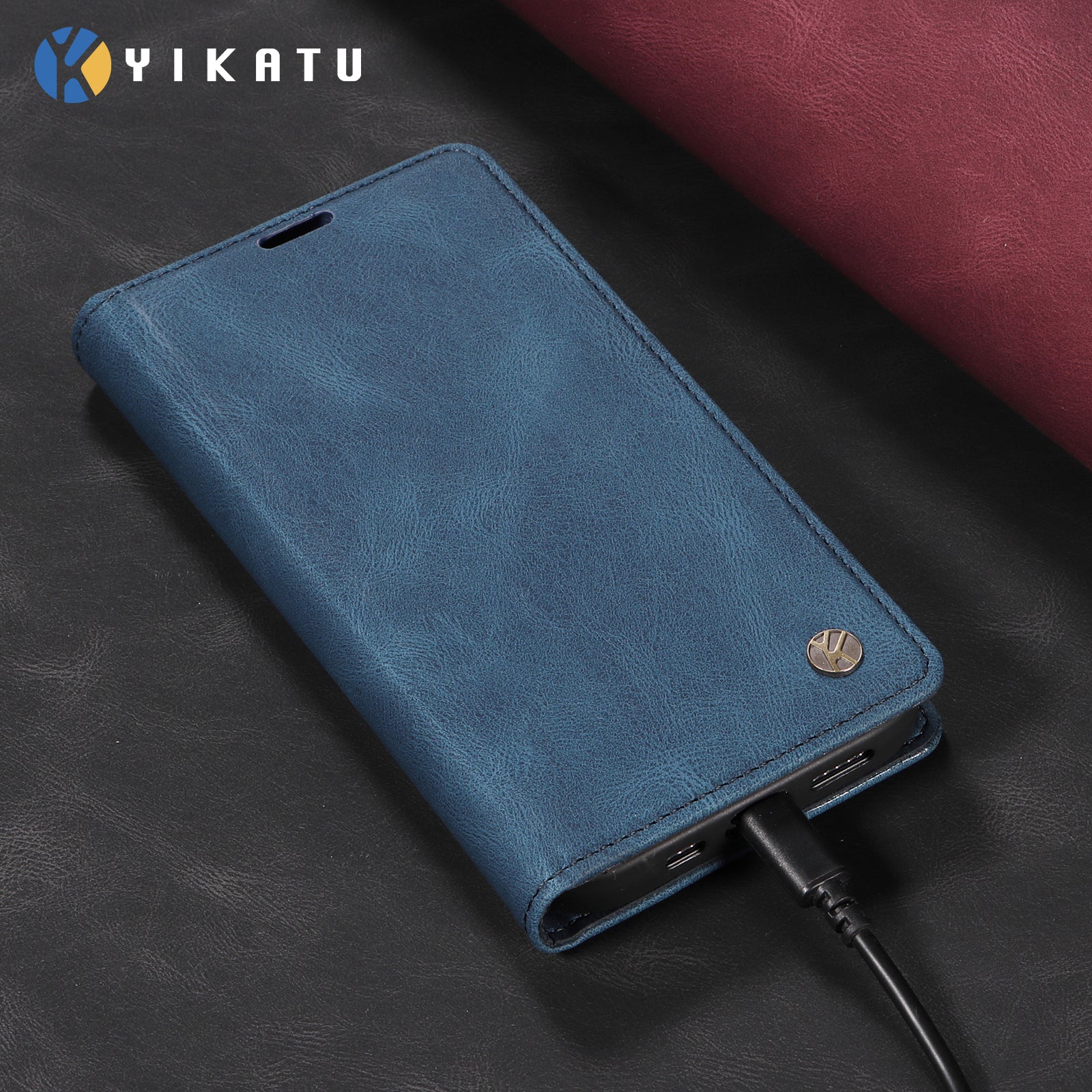 For-Samsung-Galaxy-S26-/-S26-Pro-Leather-Cover-YIKATU-YK-004-Skin-Touch-Wallet-Phone-Cases-Blue