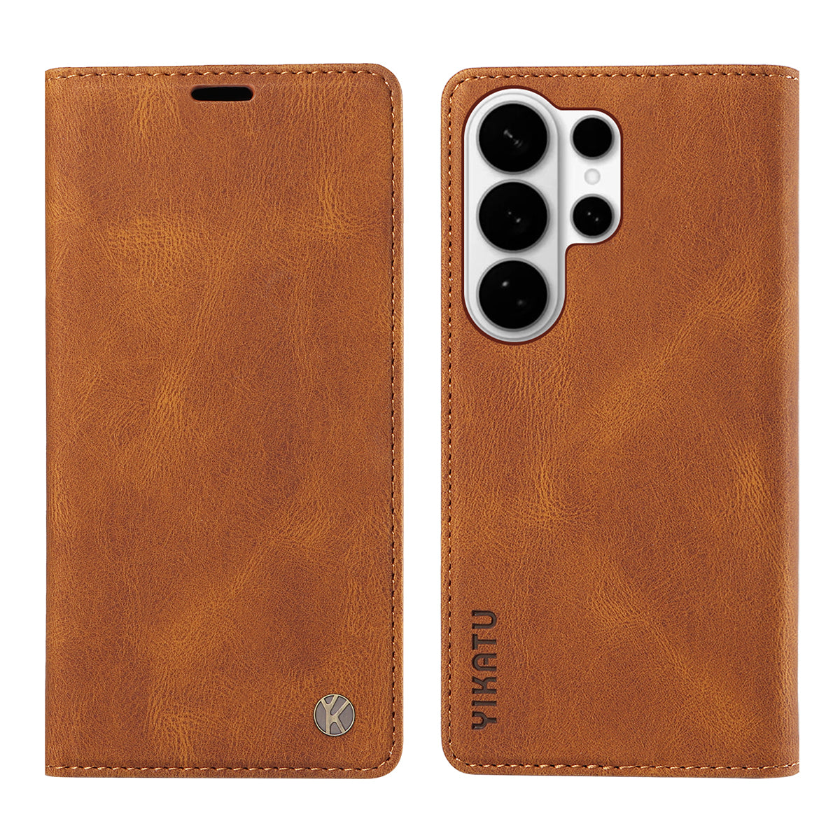 For-Samsung-Galaxy-S26-Ultra-Leather-Cover-YIKATU-YK-004-Skin-Touch-Wallet-Phone-Cases-Brown