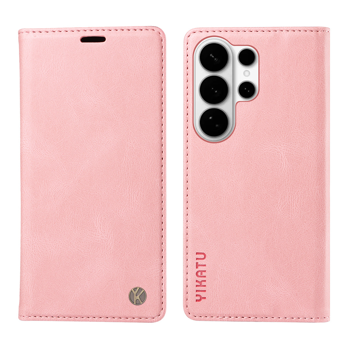 For-Samsung-Galaxy-S26-Ultra-Leather-Cover-YIKATU-YK-004-Skin-Touch-Wallet-Phone-Cases-Pink