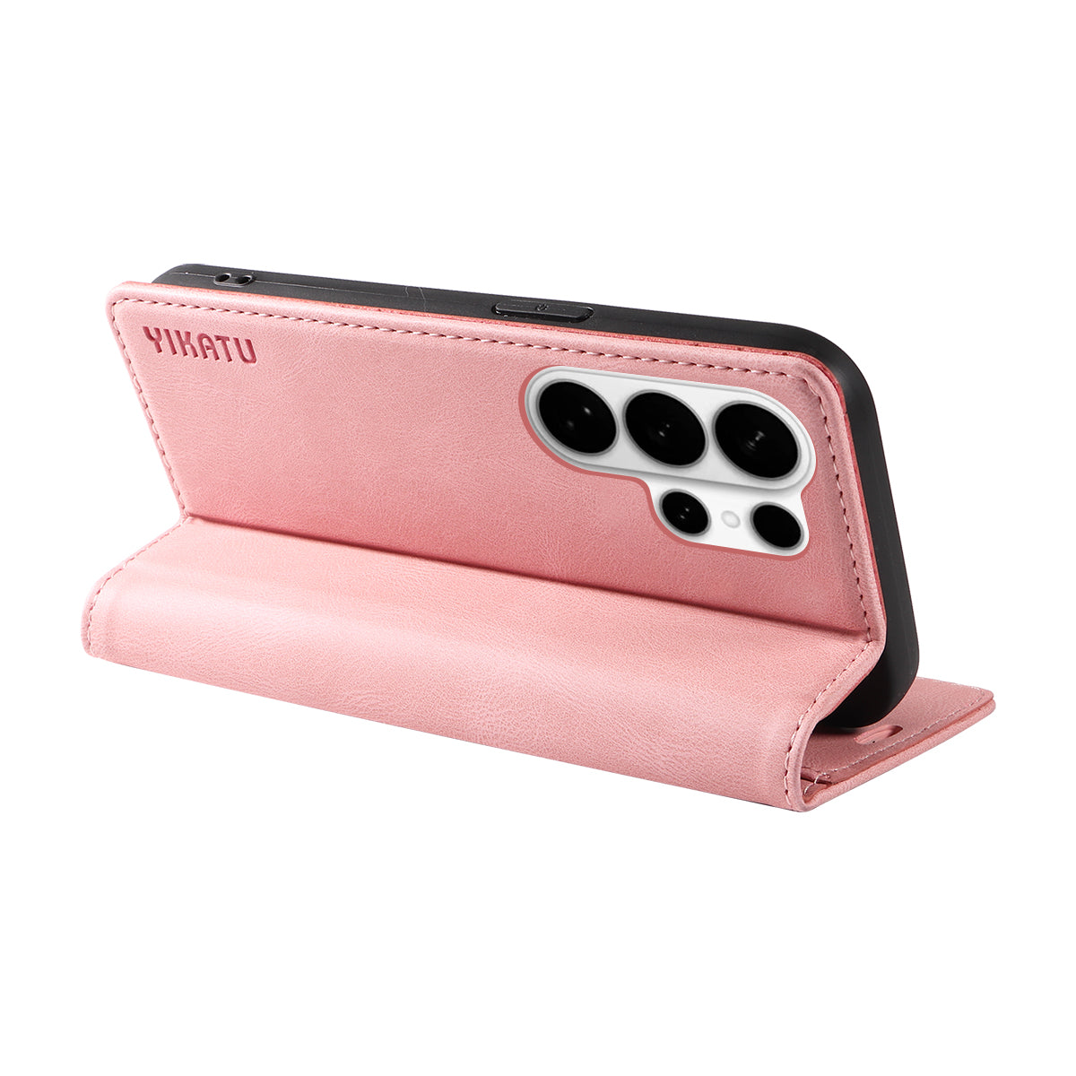 For-Samsung-Galaxy-S26-Ultra-Leather-Cover-YIKATU-YK-004-Skin-Touch-Wallet-Phone-Cases-Pink