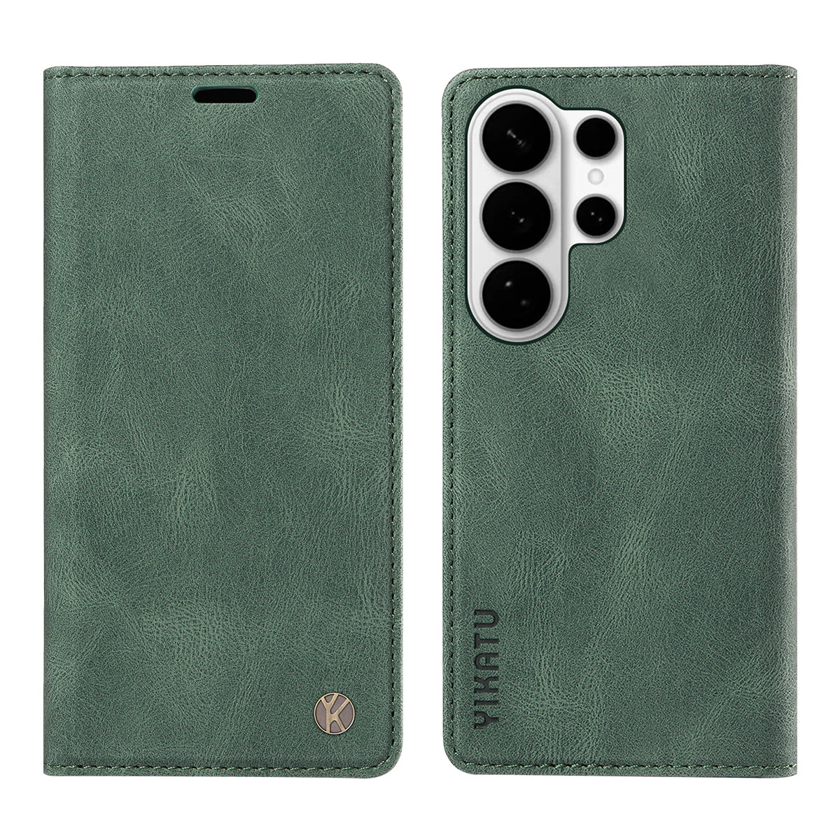 For-Samsung-Galaxy-S26-Ultra-Leather-Cover-YIKATU-YK-004-Skin-Touch-Wallet-Phone-Cases-Green