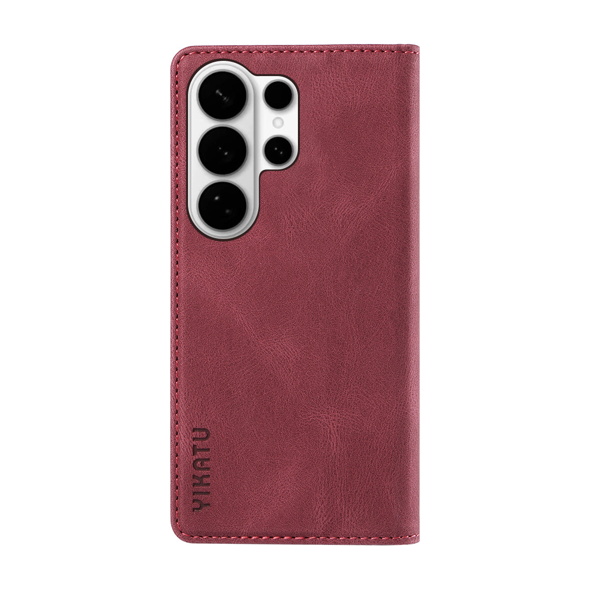 For-Samsung-Galaxy-S26-Ultra-Leather-Cover-YIKATU-YK-004-Skin-Touch-Wallet-Phone-Cases-Wine-Red