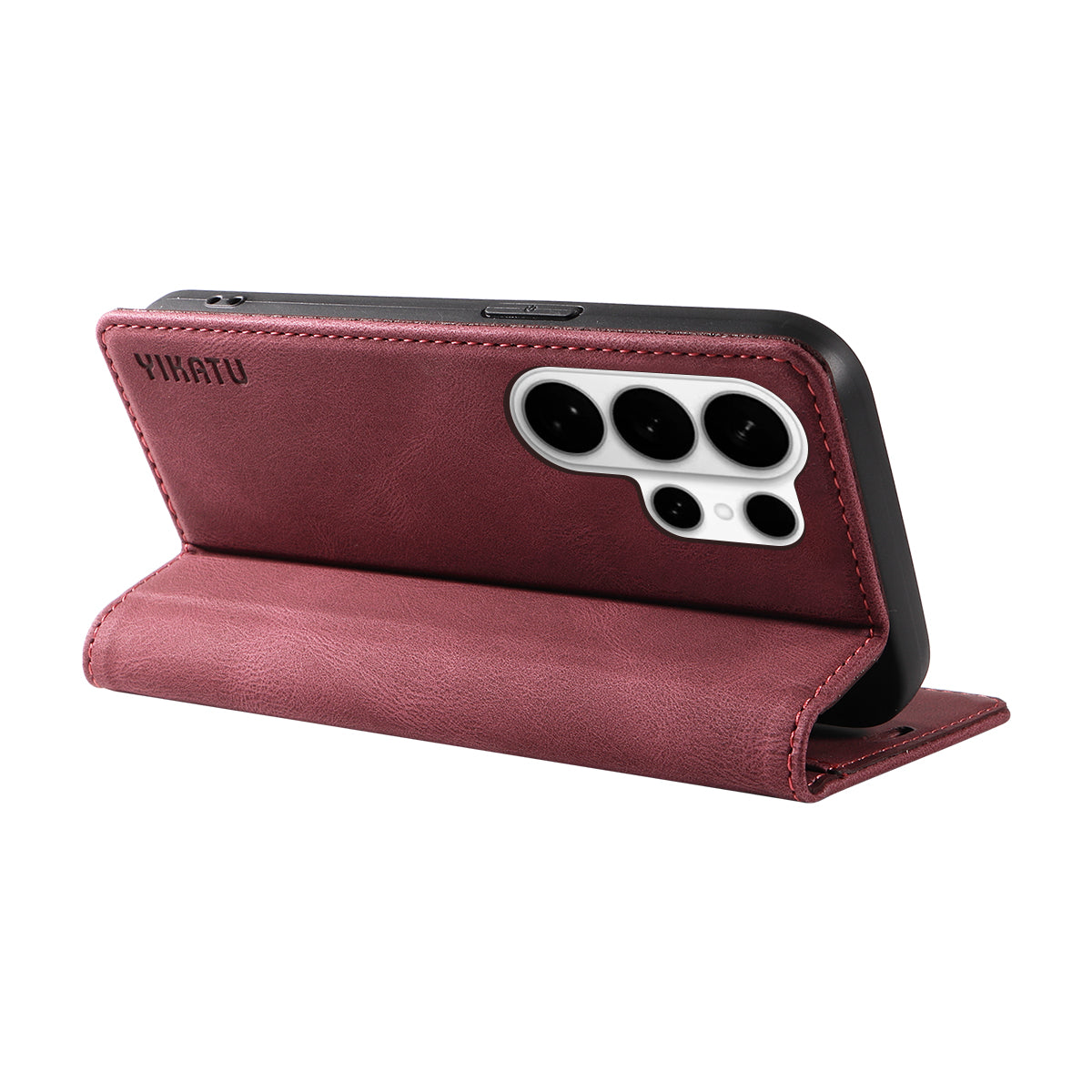 For-Samsung-Galaxy-S26-Ultra-Leather-Cover-YIKATU-YK-004-Skin-Touch-Wallet-Phone-Cases-Wine-Red