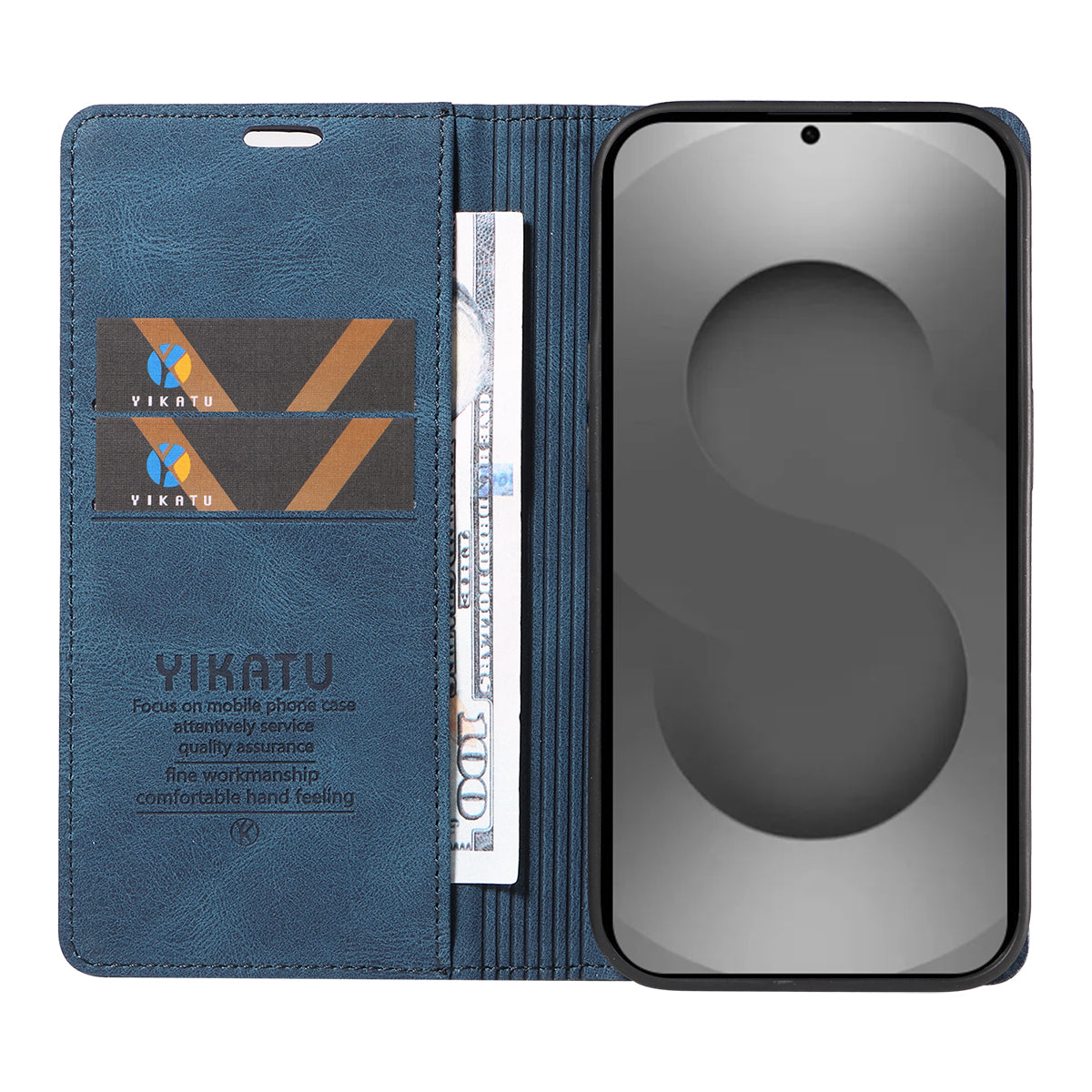 For-Samsung-Galaxy-S26-Ultra-Leather-Cover-YIKATU-YK-004-Skin-Touch-Wallet-Phone-Cases-Blue