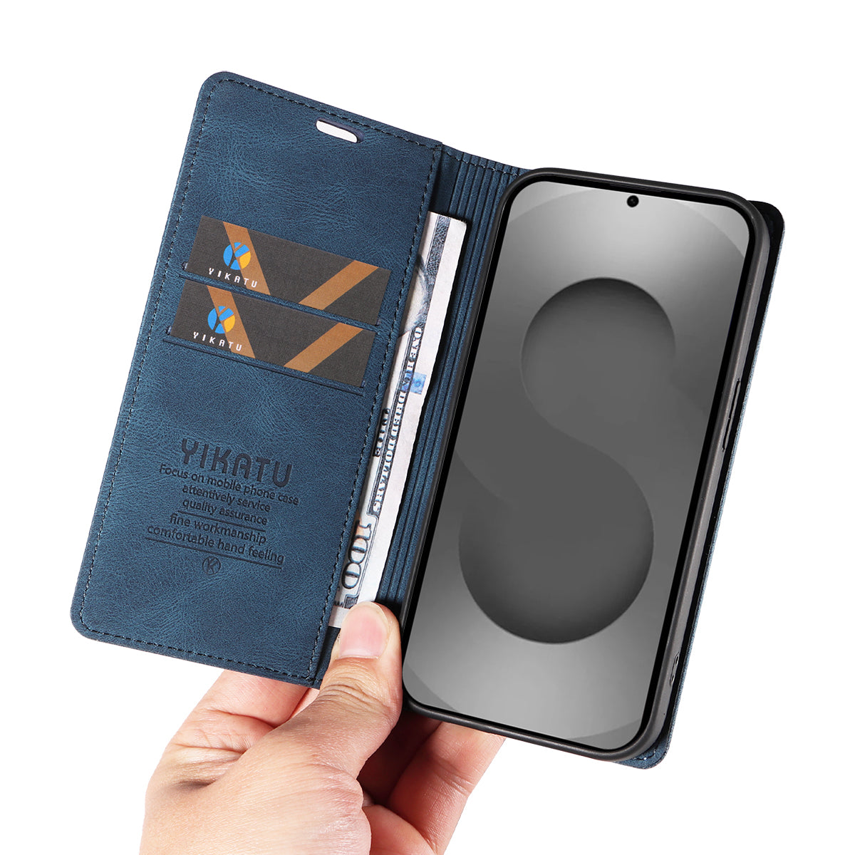 For-Samsung-Galaxy-S26-Ultra-Leather-Cover-YIKATU-YK-004-Skin-Touch-Wallet-Phone-Cases-Blue