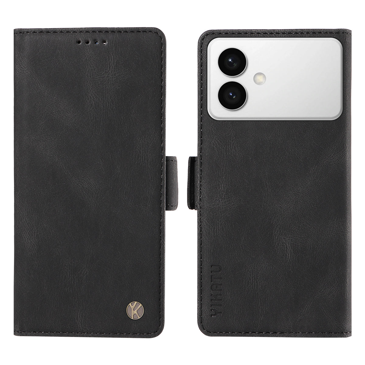 For-Samsung-Galaxy-S26-Edge-Leather-Case-YIKATU-YK-005-Skin-touch-Feeling-Wallet-Phone-Cover-Black
