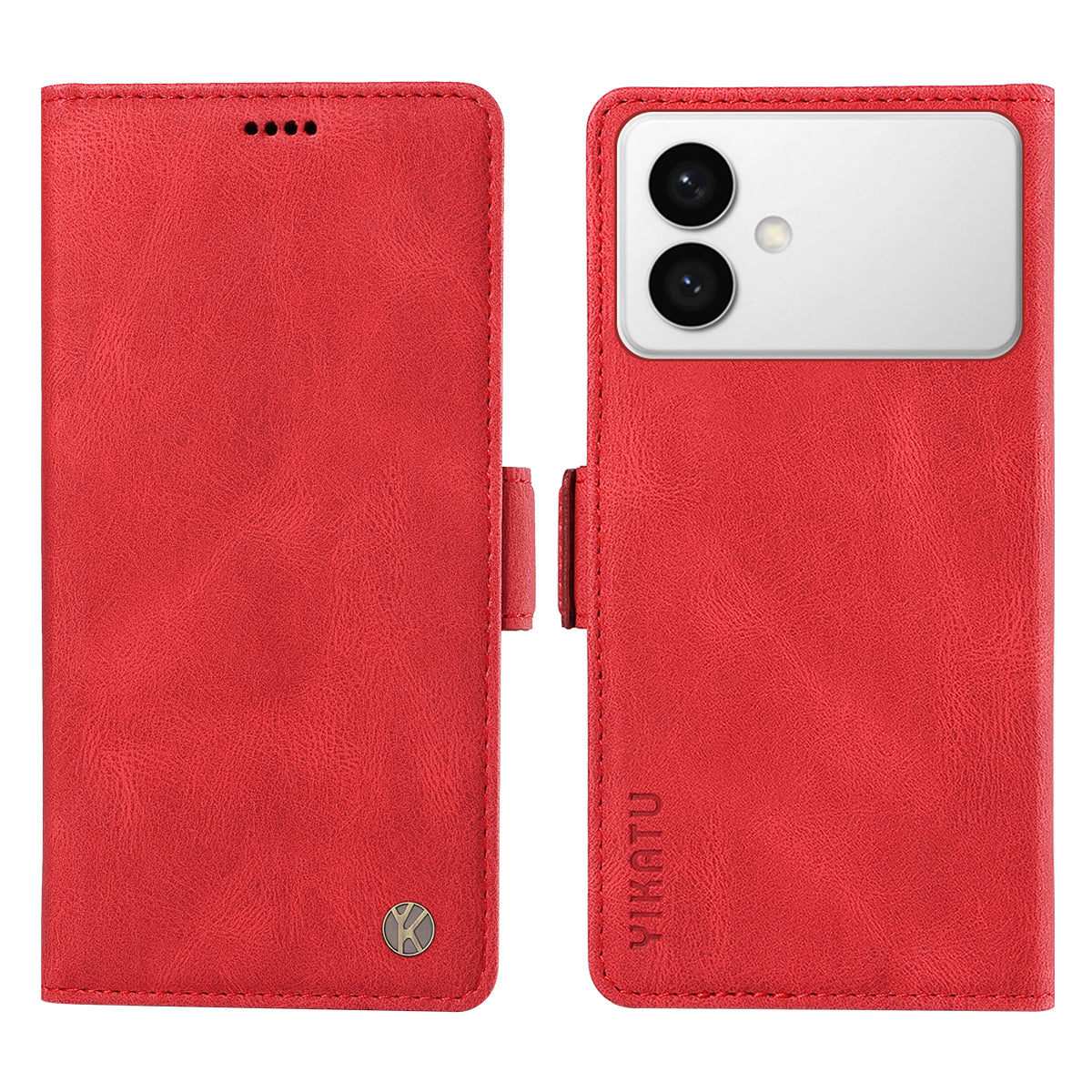For-Samsung-Galaxy-S26-Edge-Leather-Case-YIKATU-YK-005-Skin-touch-Feeling-Wallet-Phone-Cover-Red