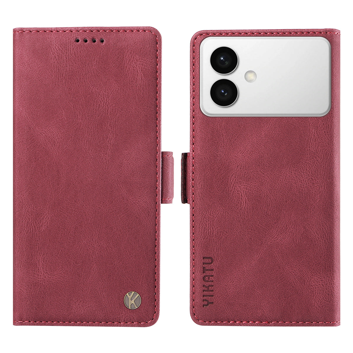For-Samsung-Galaxy-S26-Edge-Leather-Case-YIKATU-YK-005-Skin-touch-Feeling-Wallet-Phone-Cover-Wine-Red