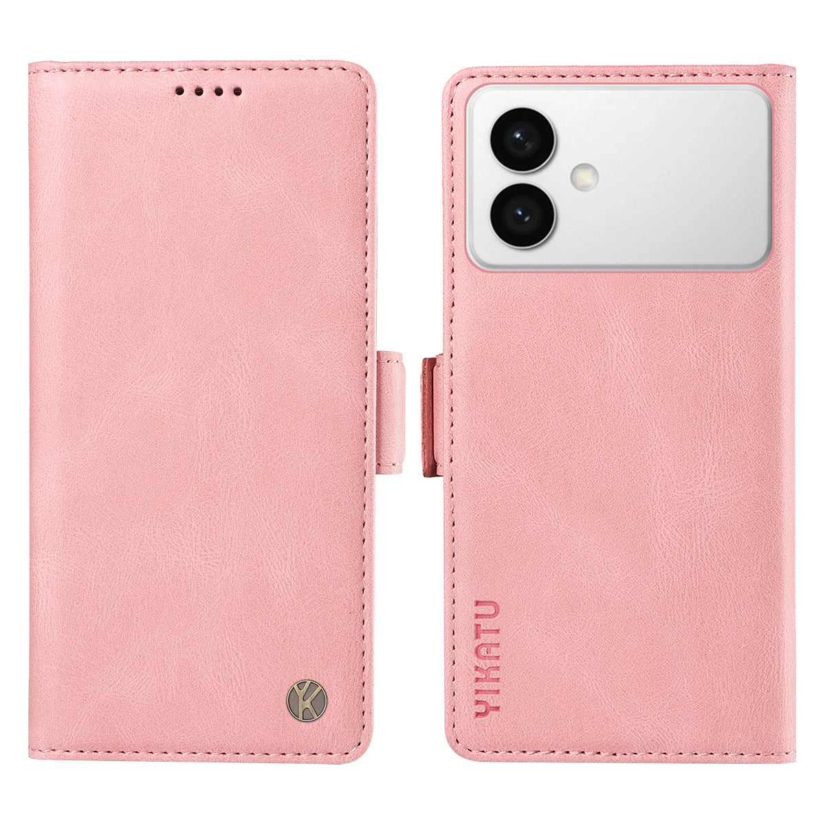 For-Samsung-Galaxy-S26-Edge-Leather-Case-YIKATU-YK-005-Skin-touch-Feeling-Wallet-Phone-Cover-Pink