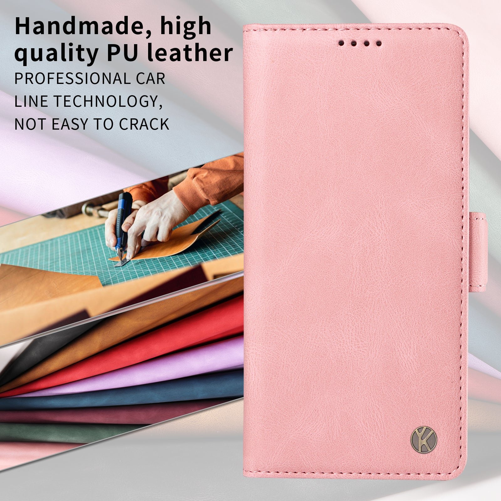 For-Samsung-Galaxy-S26-Edge-Leather-Case-YIKATU-YK-005-Skin-touch-Feeling-Wallet-Phone-Cover-Pink