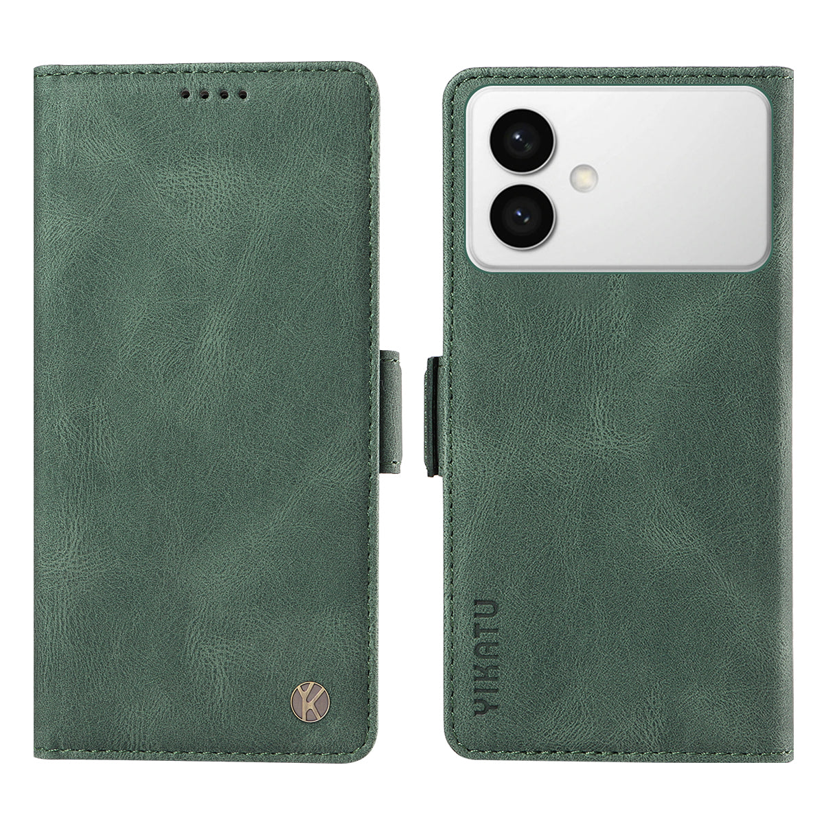 For-Samsung-Galaxy-S26-Edge-Leather-Case-YIKATU-YK-005-Skin-touch-Feeling-Wallet-Phone-Cover-Green