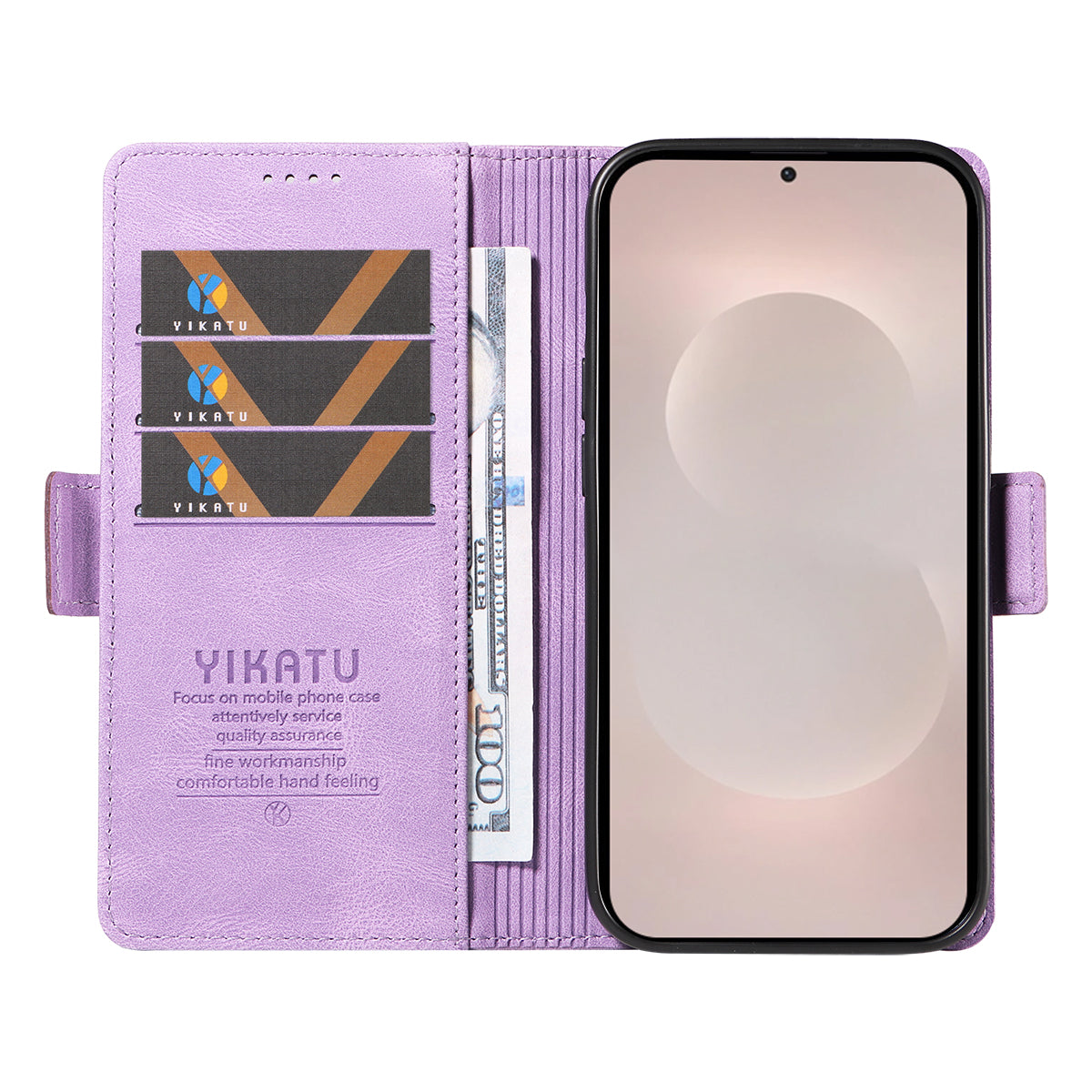 For-Samsung-Galaxy-S26-Edge-Leather-Case-YIKATU-YK-005-Skin-touch-Feeling-Wallet-Phone-Cover-Purple