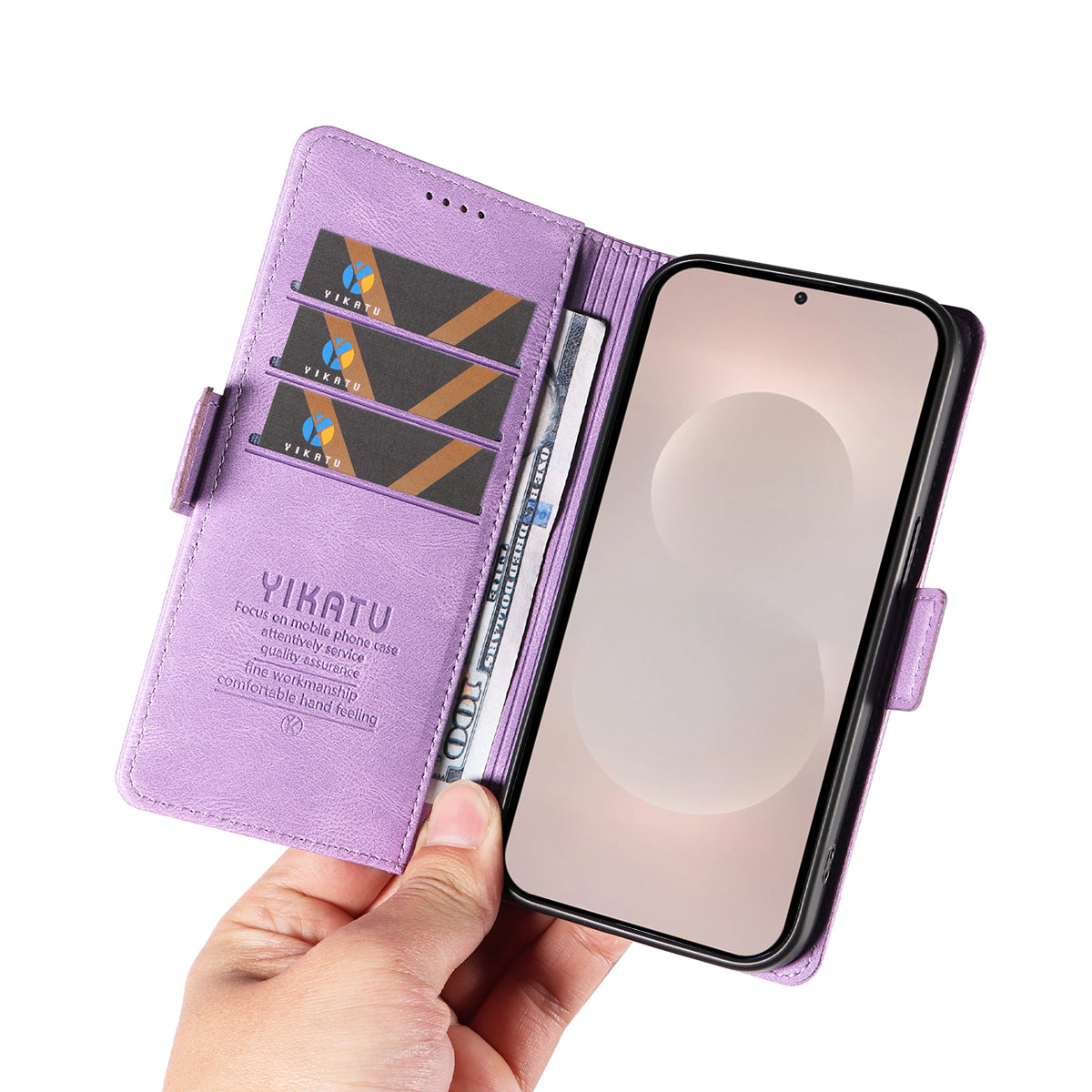For-Samsung-Galaxy-S26-Edge-Leather-Case-YIKATU-YK-005-Skin-touch-Feeling-Wallet-Phone-Cover-Purple