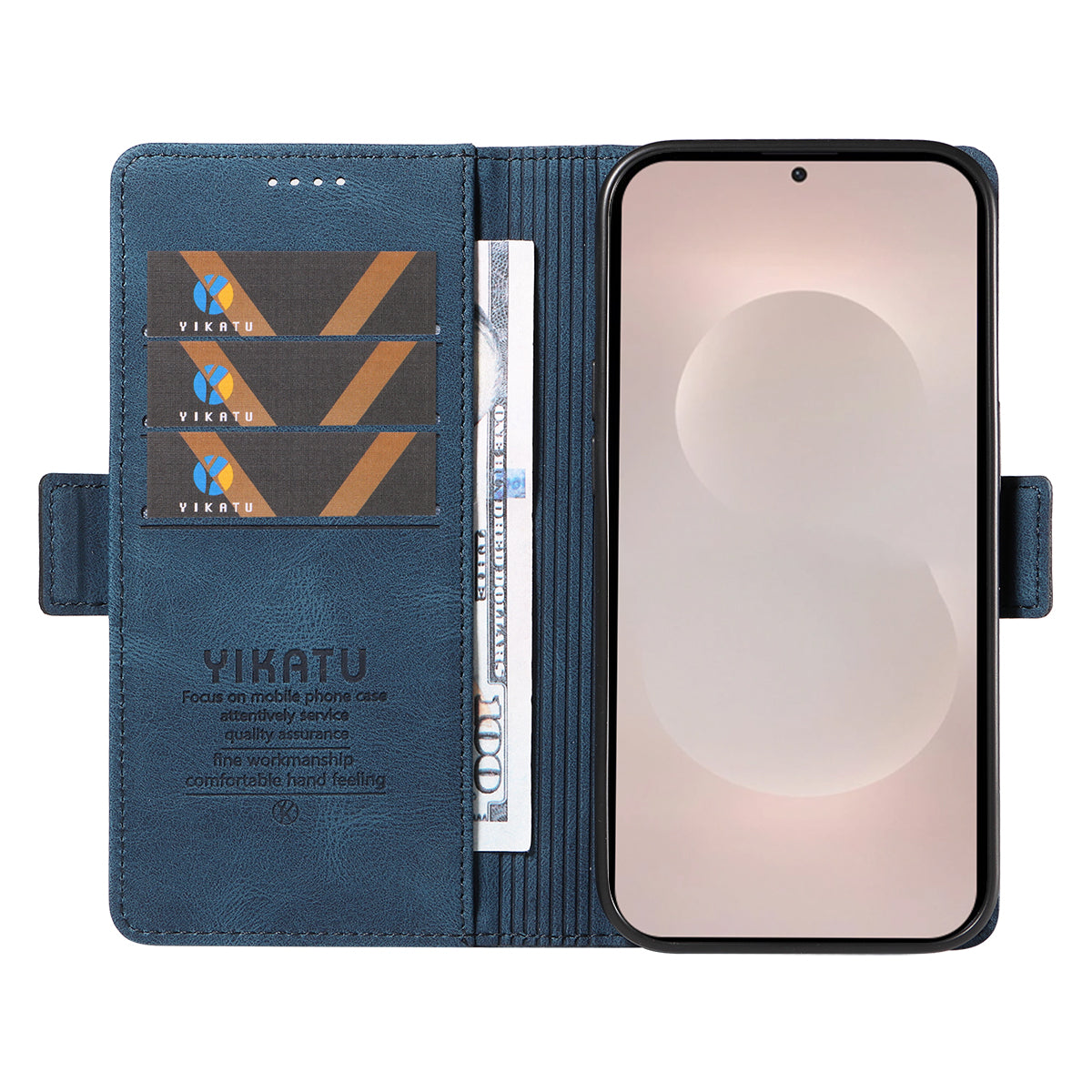 For-Samsung-Galaxy-S26-Edge-Leather-Case-YIKATU-YK-005-Skin-touch-Feeling-Wallet-Phone-Cover-Blue