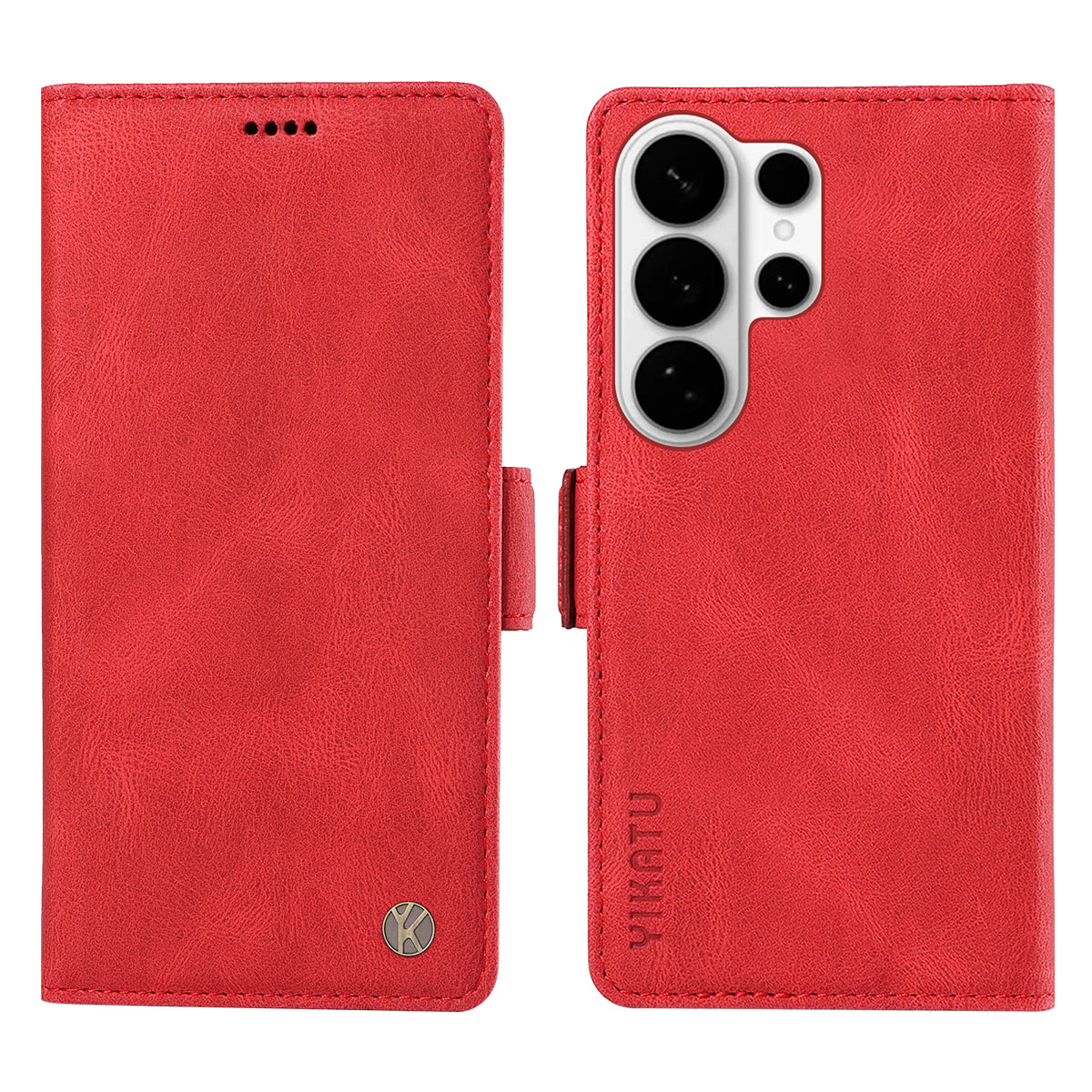 For-Samsung-Galaxy-S26-Ultra-Leather-Case-YIKATU-YK-005-Skin-touch-Feeling-Wallet-Phone-Cover-Red