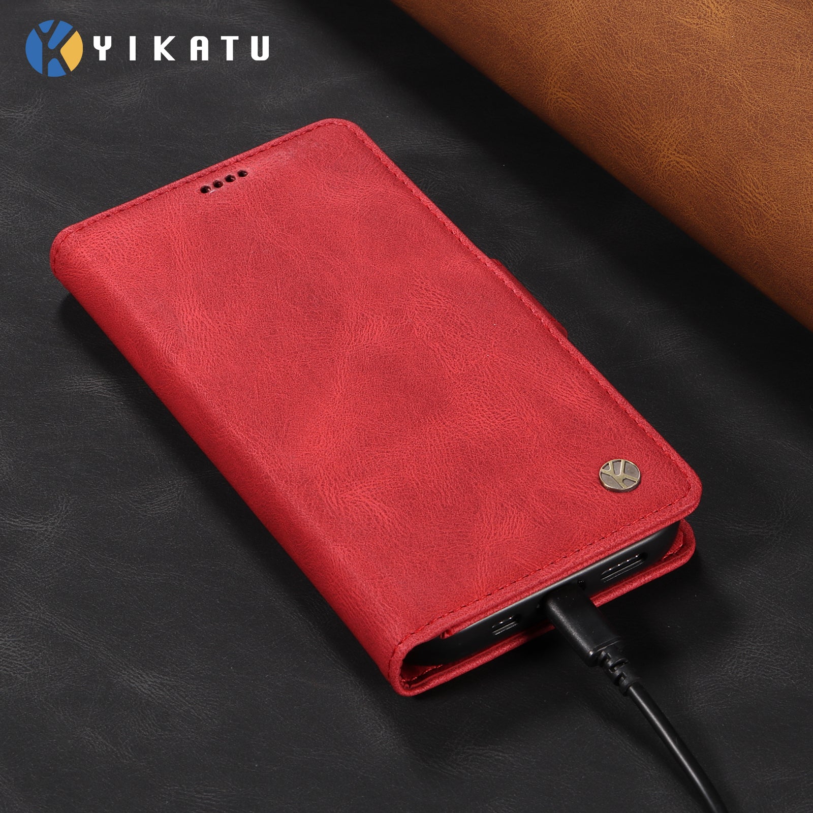 For-Samsung-Galaxy-S26-Ultra-Leather-Case-YIKATU-YK-005-Skin-touch-Feeling-Wallet-Phone-Cover-Red