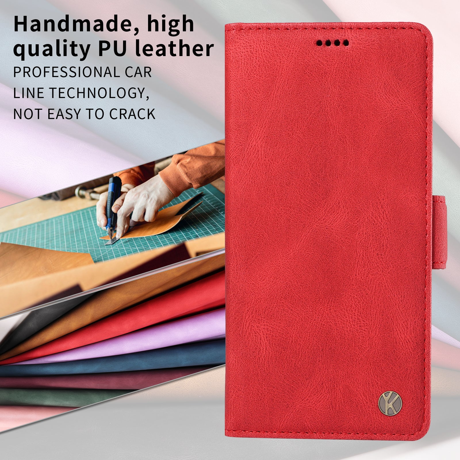 For-Samsung-Galaxy-S26-Ultra-Leather-Case-YIKATU-YK-005-Skin-touch-Feeling-Wallet-Phone-Cover-Red