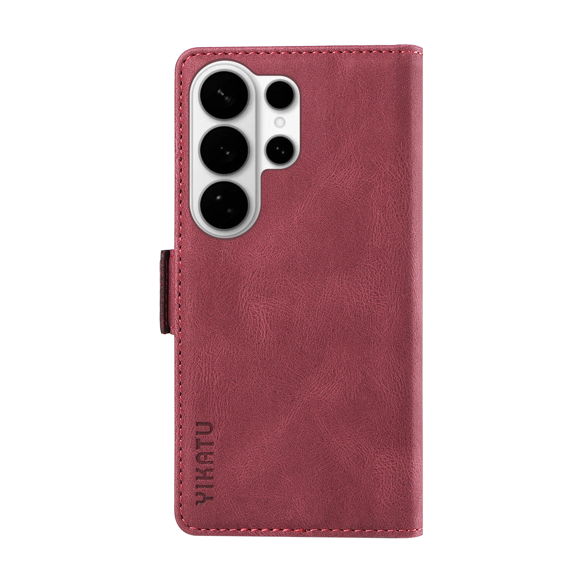 For-Samsung-Galaxy-S26-Ultra-Leather-Case-YIKATU-YK-005-Skin-touch-Feeling-Wallet-Phone-Cover-Wine-Red