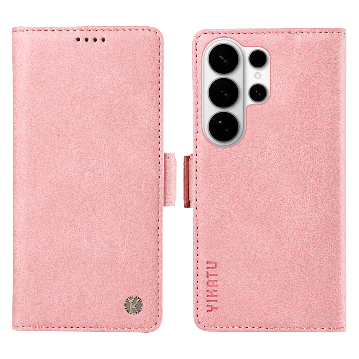 For-Samsung-Galaxy-S26-Ultra-Leather-Case-YIKATU-YK-005-Skin-touch-Feeling-Wallet-Phone-Cover-Pink