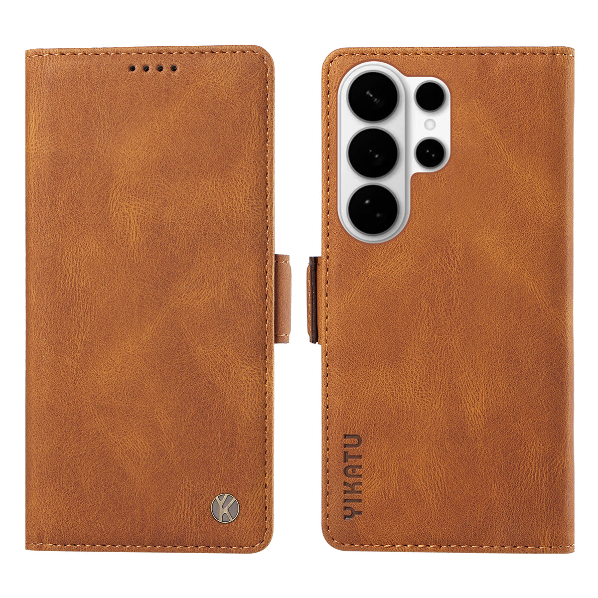 For-Samsung-Galaxy-S26-Ultra-Leather-Case-YIKATU-YK-005-Skin-touch-Feeling-Wallet-Phone-Cover-Brown