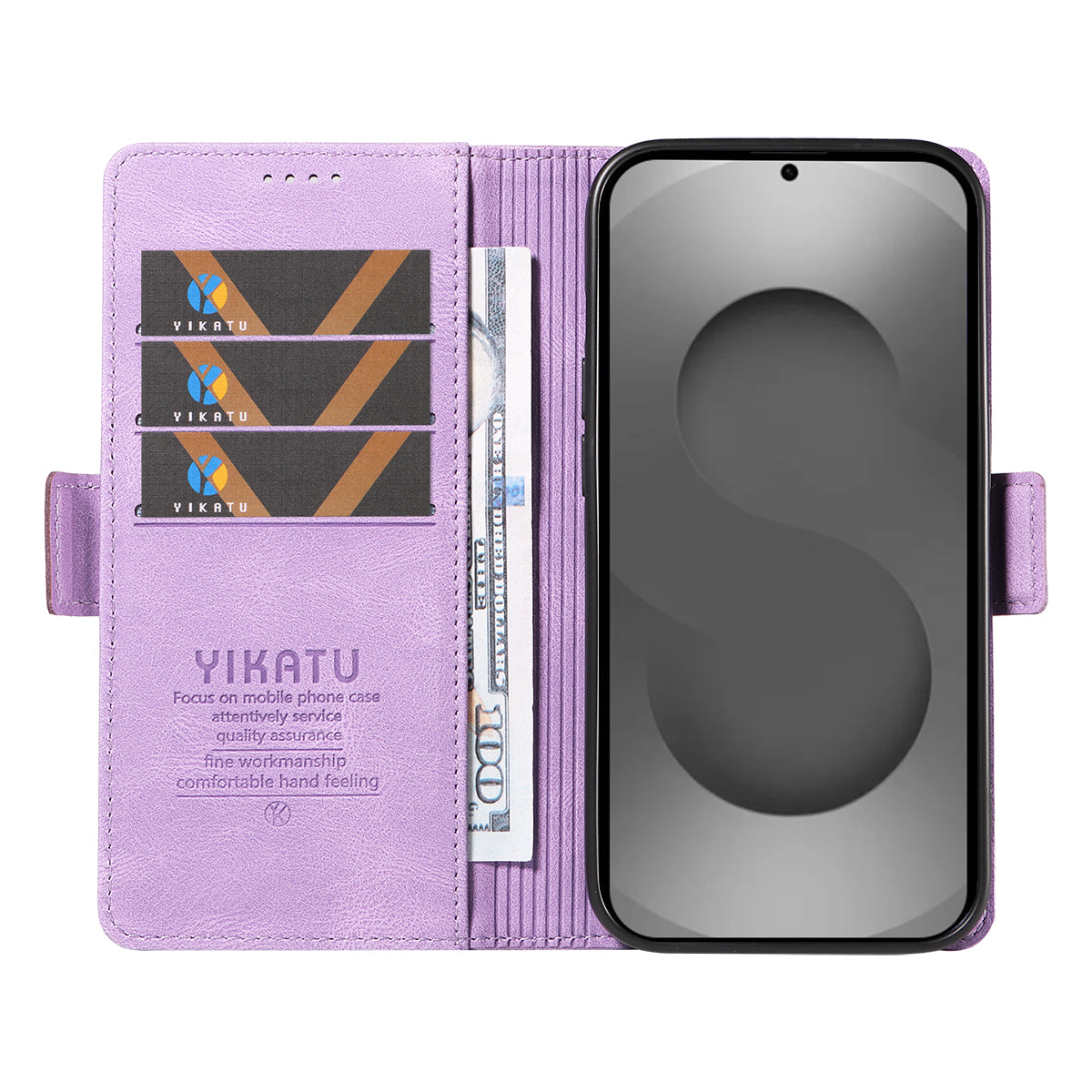 For-Samsung-Galaxy-S26-Ultra-Leather-Case-YIKATU-YK-005-Skin-touch-Feeling-Wallet-Phone-Cover-Purple