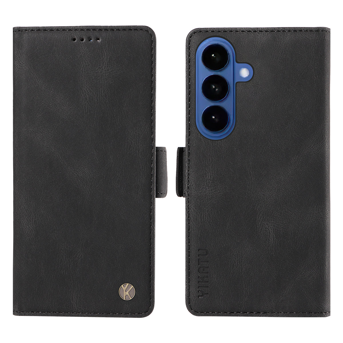 For-Samsung-Galaxy-S26-/-S26-Pro-Leather-Case-YIKATU-YK-005-Skin-touch-Feeling-Wallet-Phone-Cover-Black