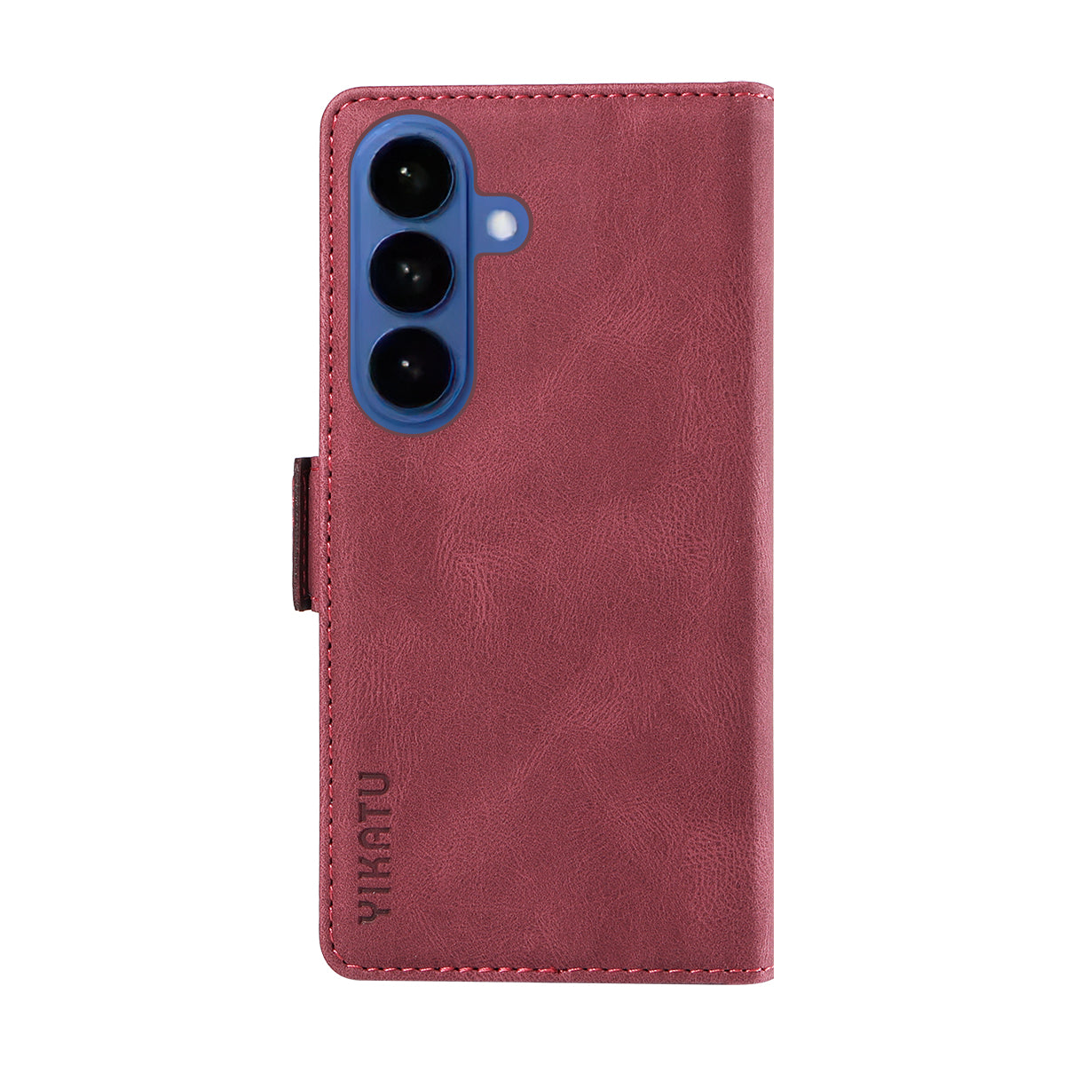 For-Samsung-Galaxy-S26-/-S26-Pro-Leather-Case-YIKATU-YK-005-Skin-touch-Feeling-Wallet-Phone-Cover-Wine-Red