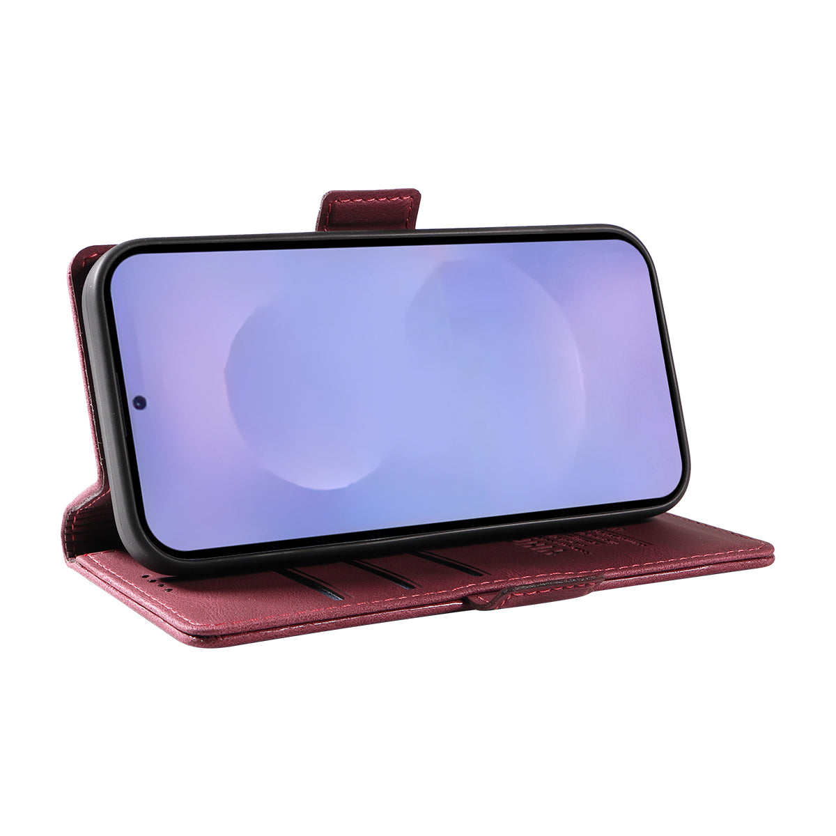 For-Samsung-Galaxy-S26-/-S26-Pro-Leather-Case-YIKATU-YK-005-Skin-touch-Feeling-Wallet-Phone-Cover-Wine-Red