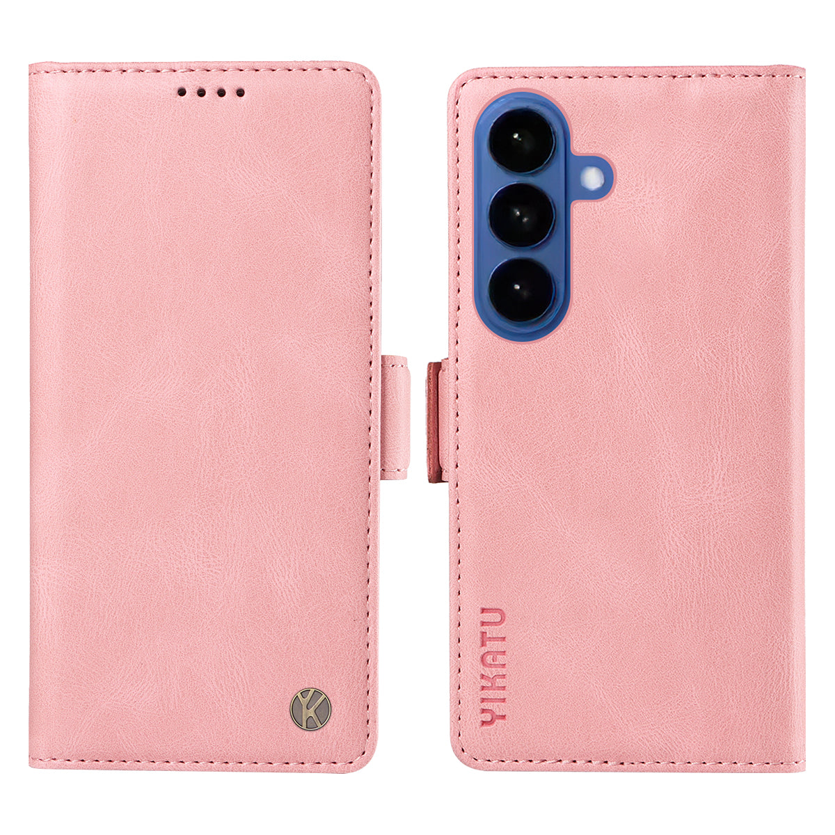 For-Samsung-Galaxy-S26-/-S26-Pro-Leather-Case-YIKATU-YK-005-Skin-touch-Feeling-Wallet-Phone-Cover-Pink